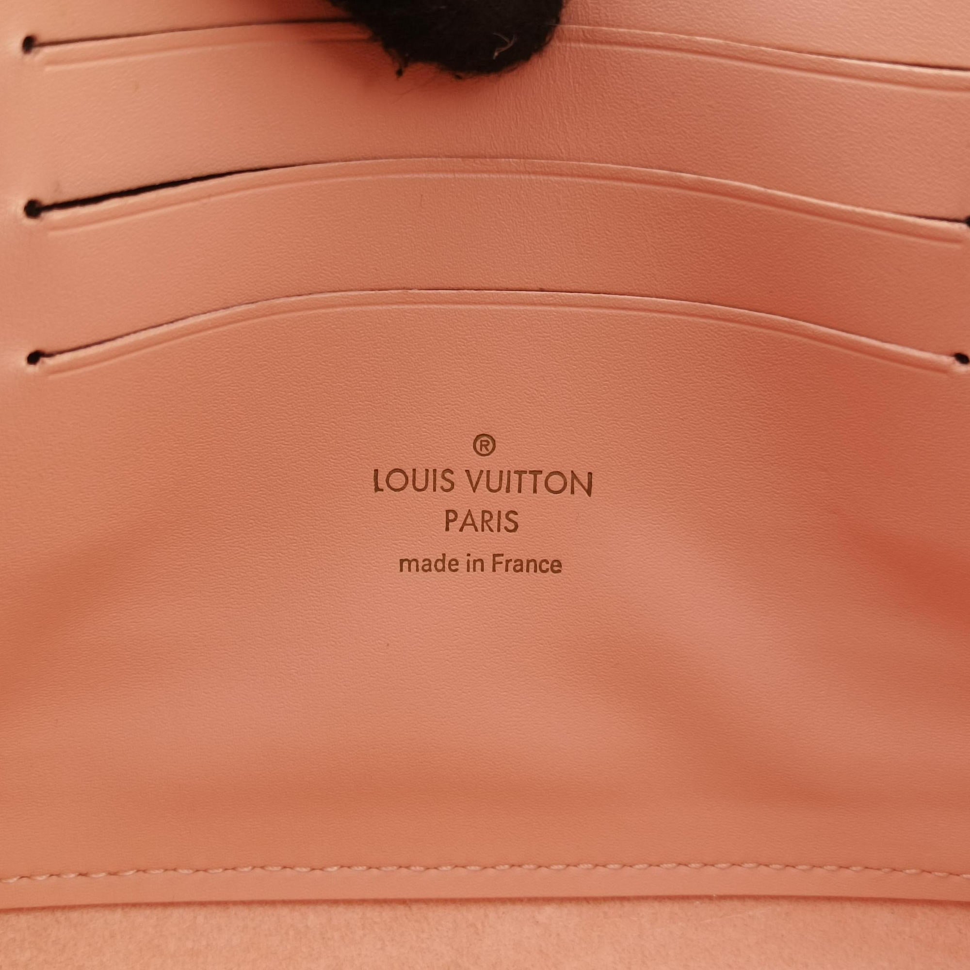 Pre-owned Louis Vuitton Pochette Double Zip EBENE×Rose Ballerine Damier Canvas N60254 shoulderbag | stylenewstar