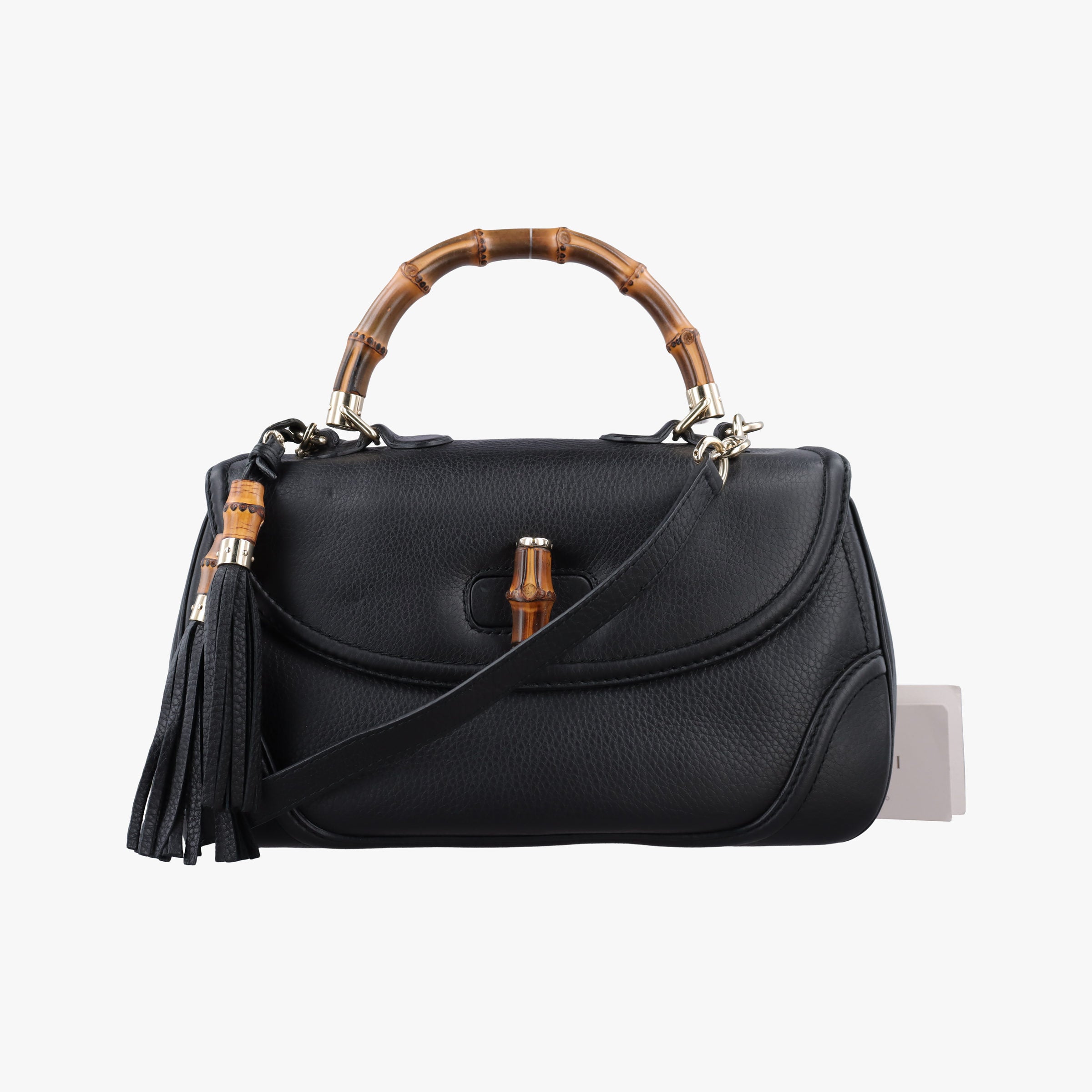 Pre-owned Gucci New Bamboo Black Leather 254883 shoulderbag | stylenewstar