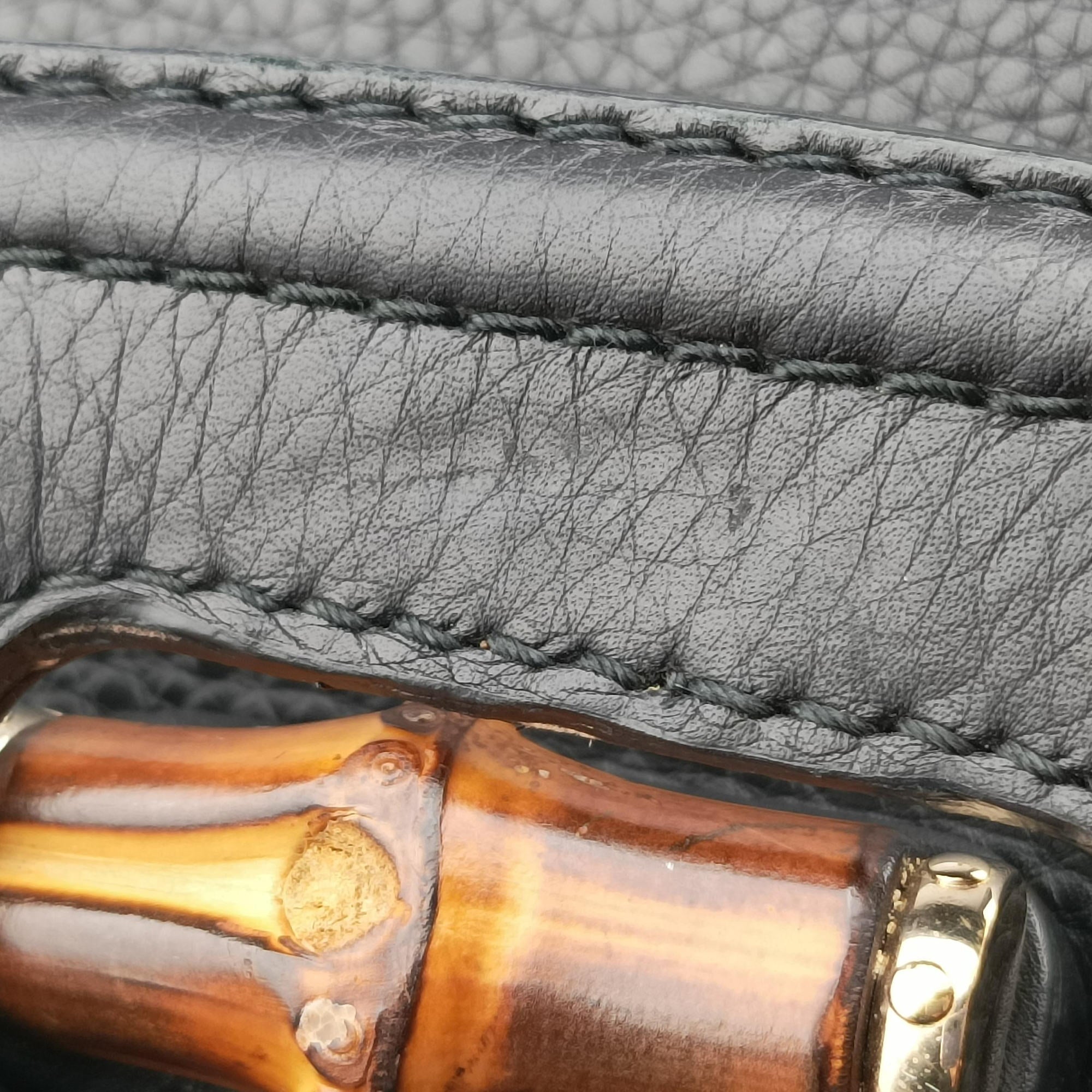 Pre-owned Gucci New Bamboo Black Leather 254883 shoulderbag | stylenewstar