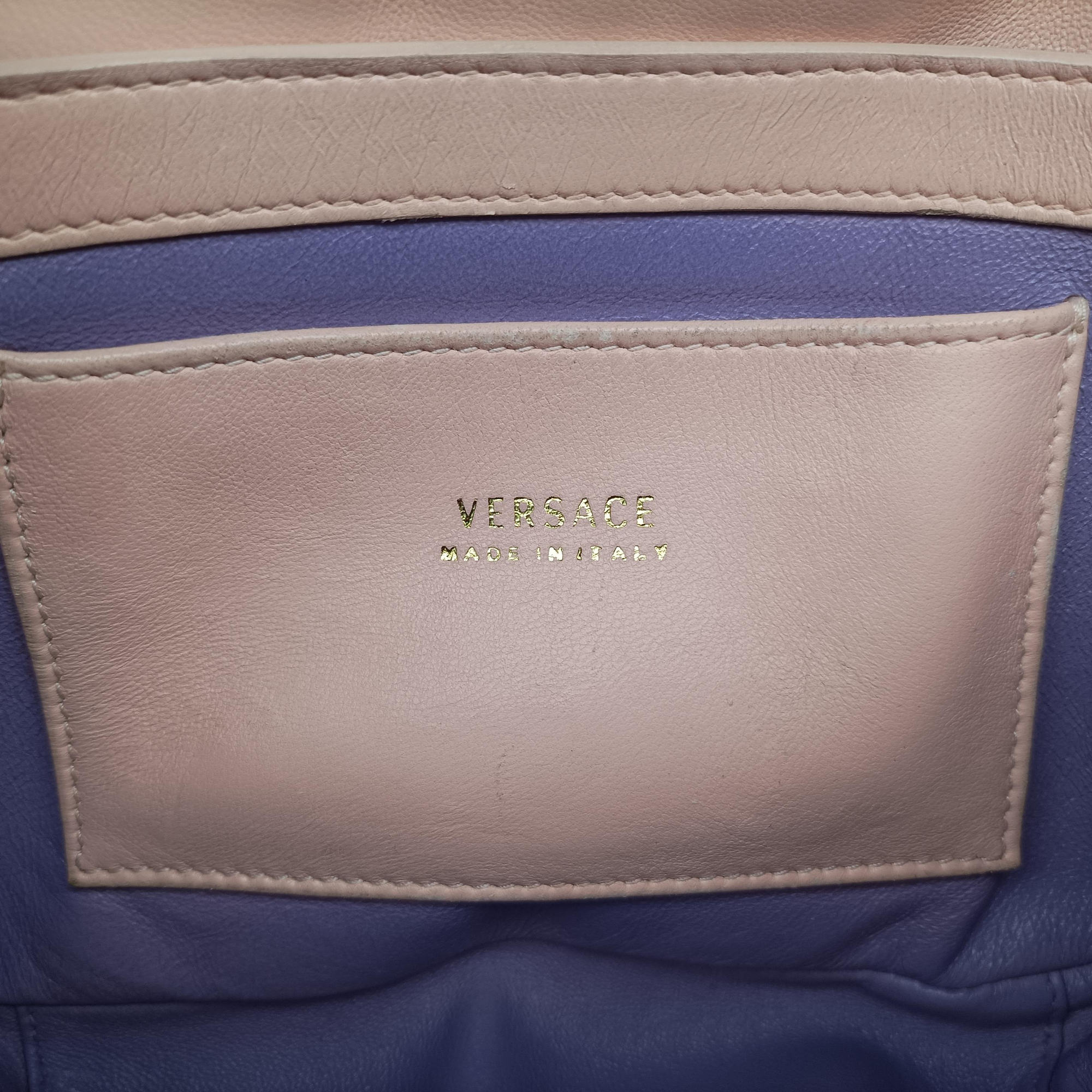 Pre-owned VERSACE Studded Medusa Medallion Pink Leather  shoulderbag | stylenewstar