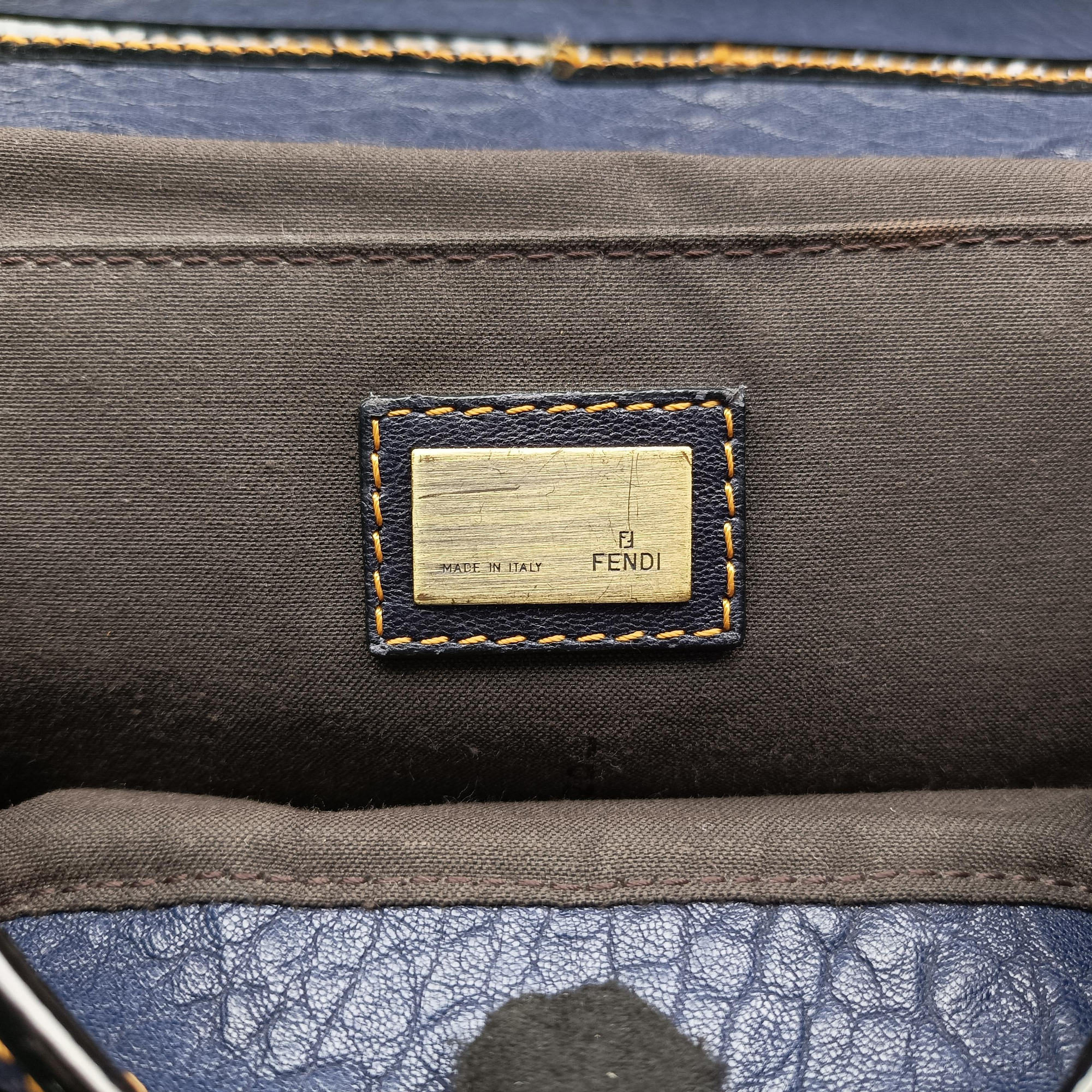 Pre-owned Fendi B Bag Black×Navy Leather×patent 8BN165 handbag | stylenewstar