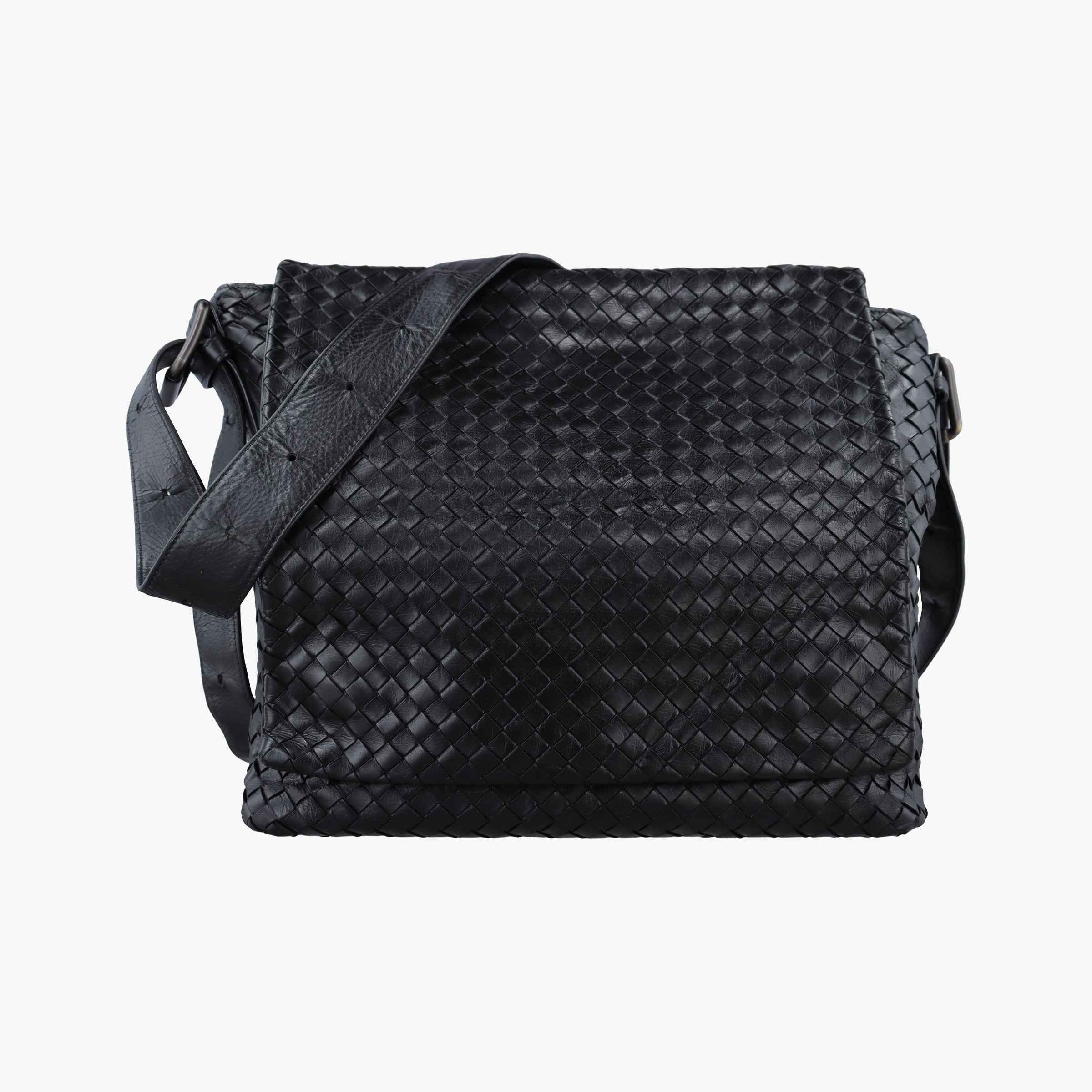 Pre-owned Bottega Veneta Intrecciato Black lambskin  shoulderbag | stylenewstar