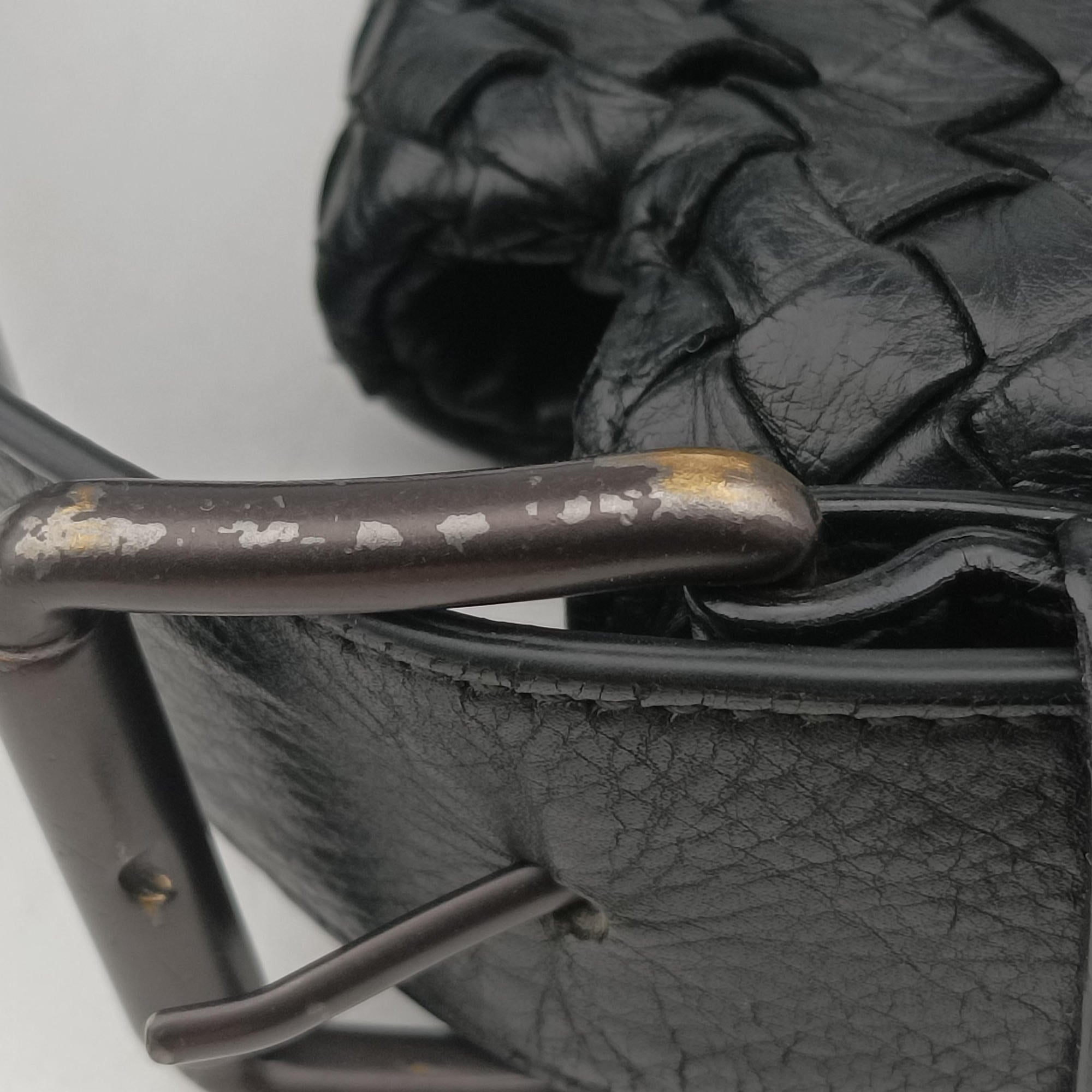 Pre-owned Bottega Veneta Intrecciato Black lambskin  shoulderbag | stylenewstar