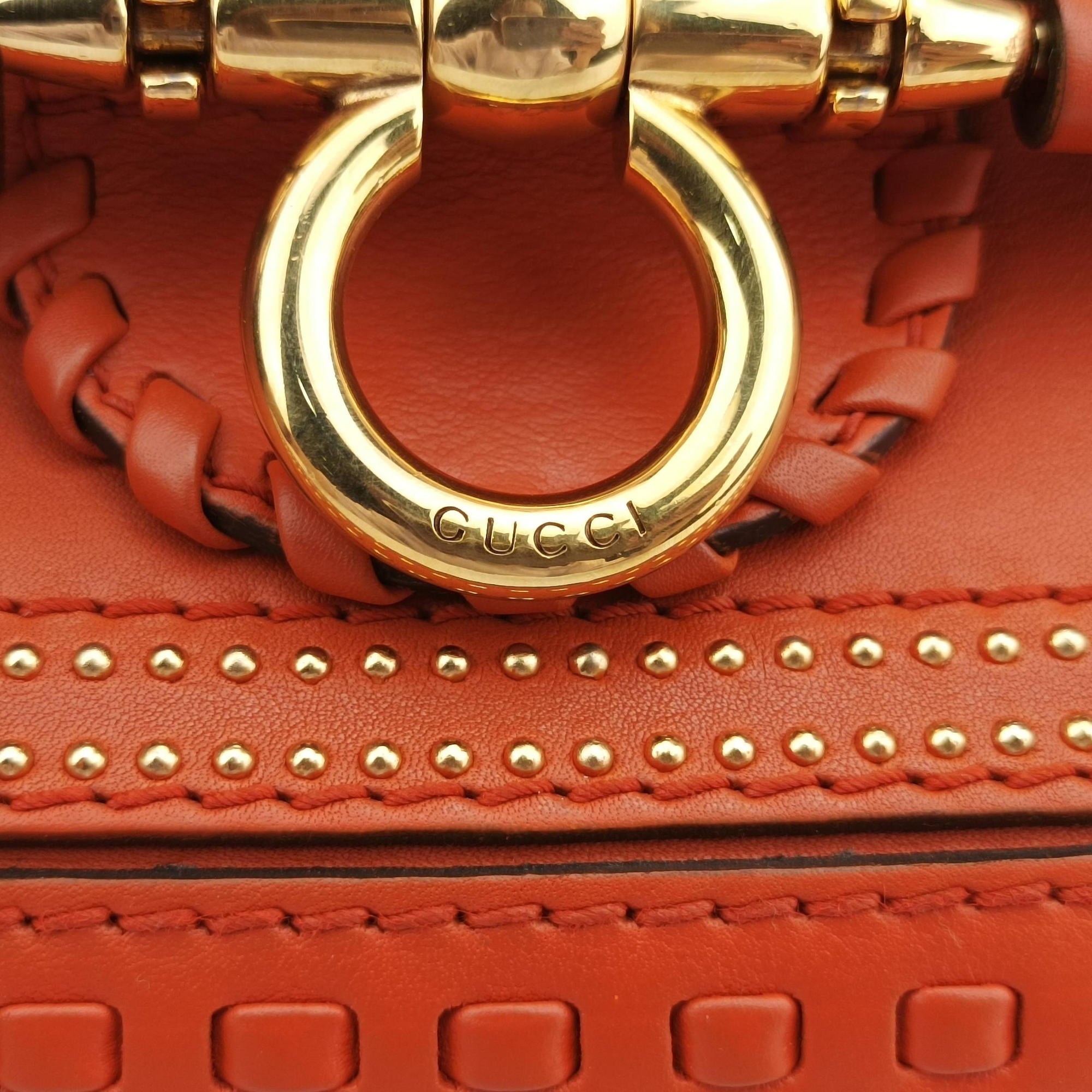 Pre-owned Gucci Snaffle Bit Orange Leather 263955 shoulderbag | stylenewstar