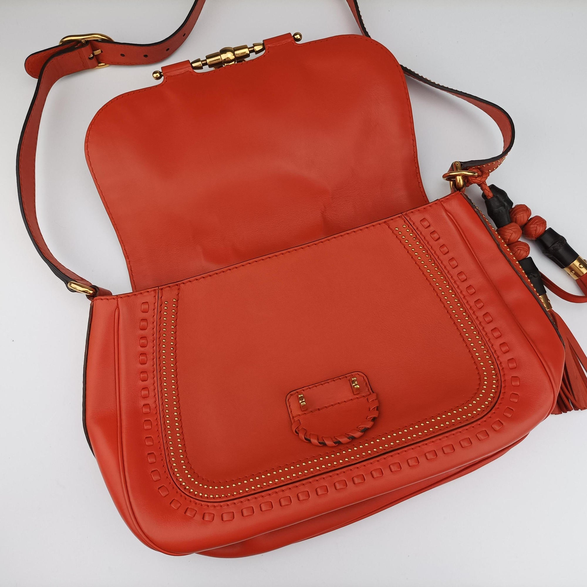 Pre-owned Gucci Snaffle Bit Orange Leather 263955 shoulderbag | stylenewstar