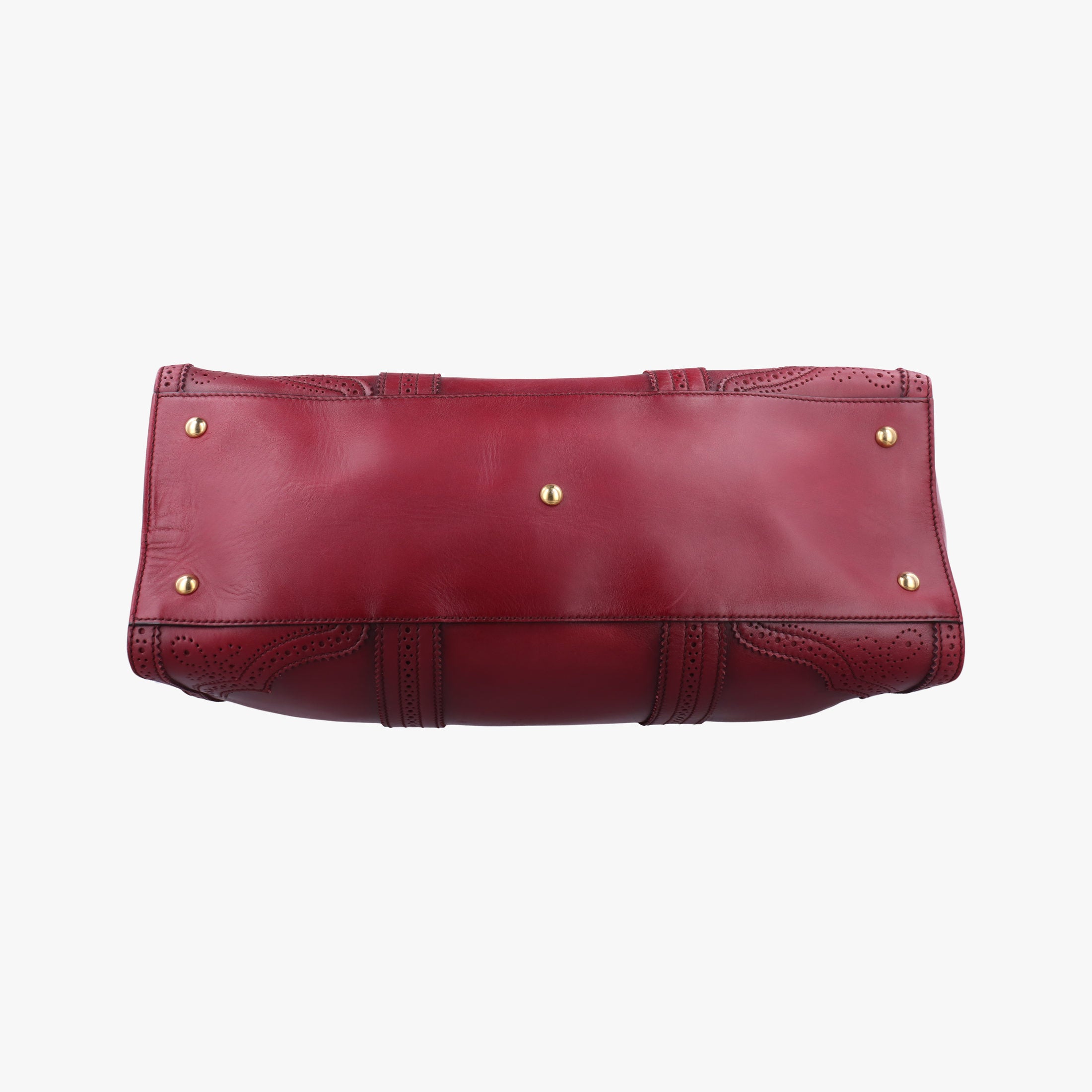 Pre-owned Gucci Duilio Brogue Burgundy Leather 296903 handbag | stylenewstar