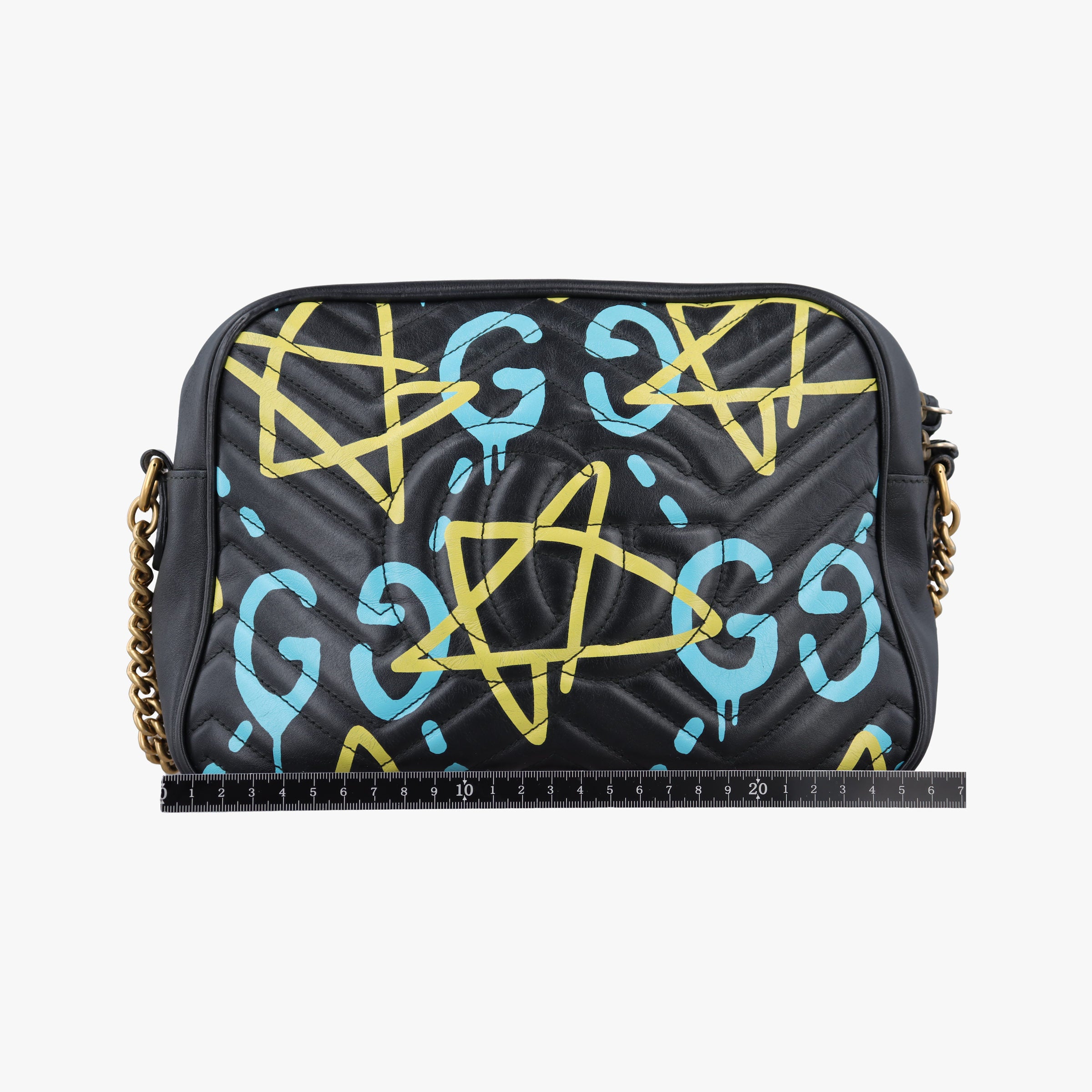 Pre-owned Gucci GG Marmont Black×Multicolour Leather 443499 shoulderbag | stylenewstar