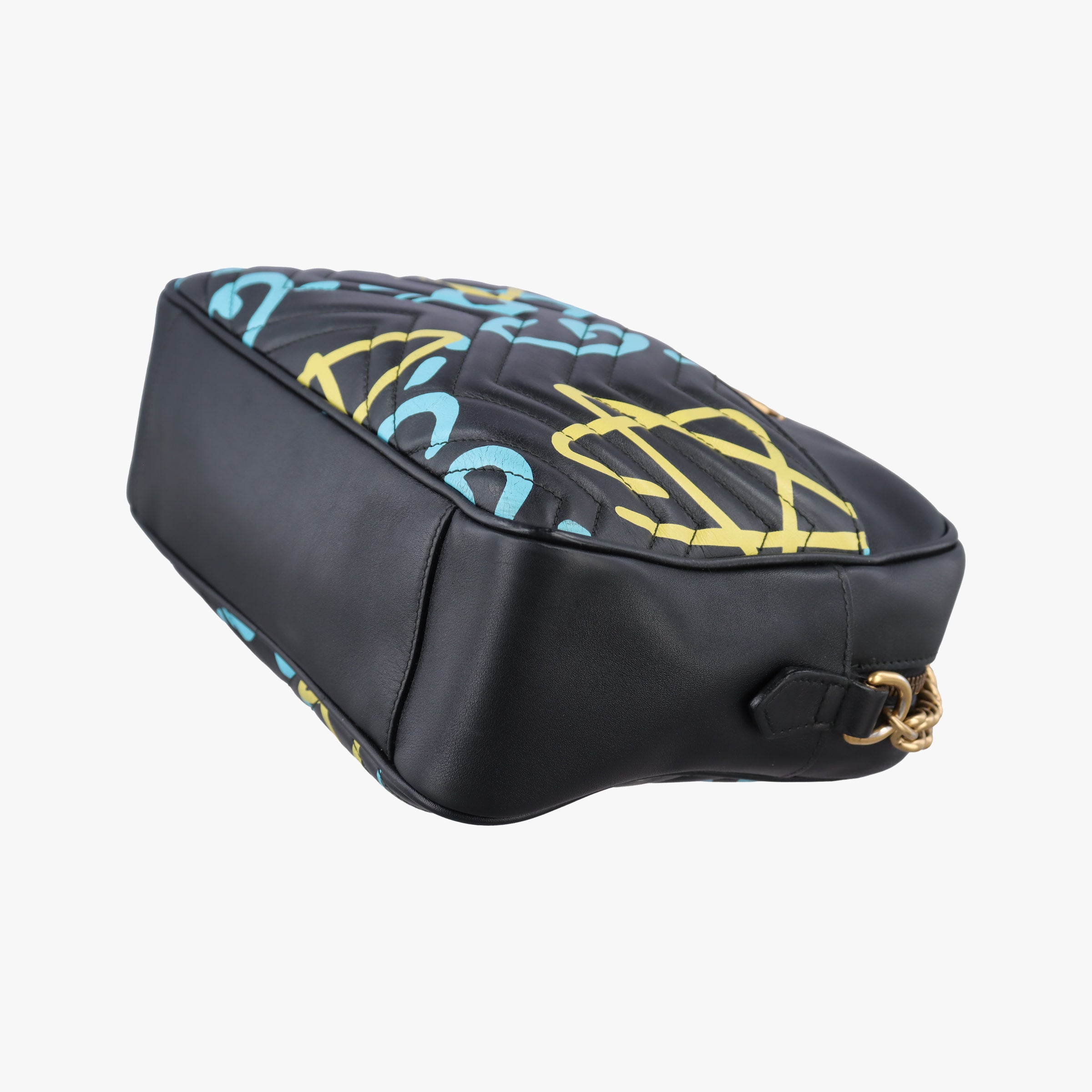 Pre-owned Gucci GG Marmont Black×Multicolour Leather 443499 shoulderbag | stylenewstar