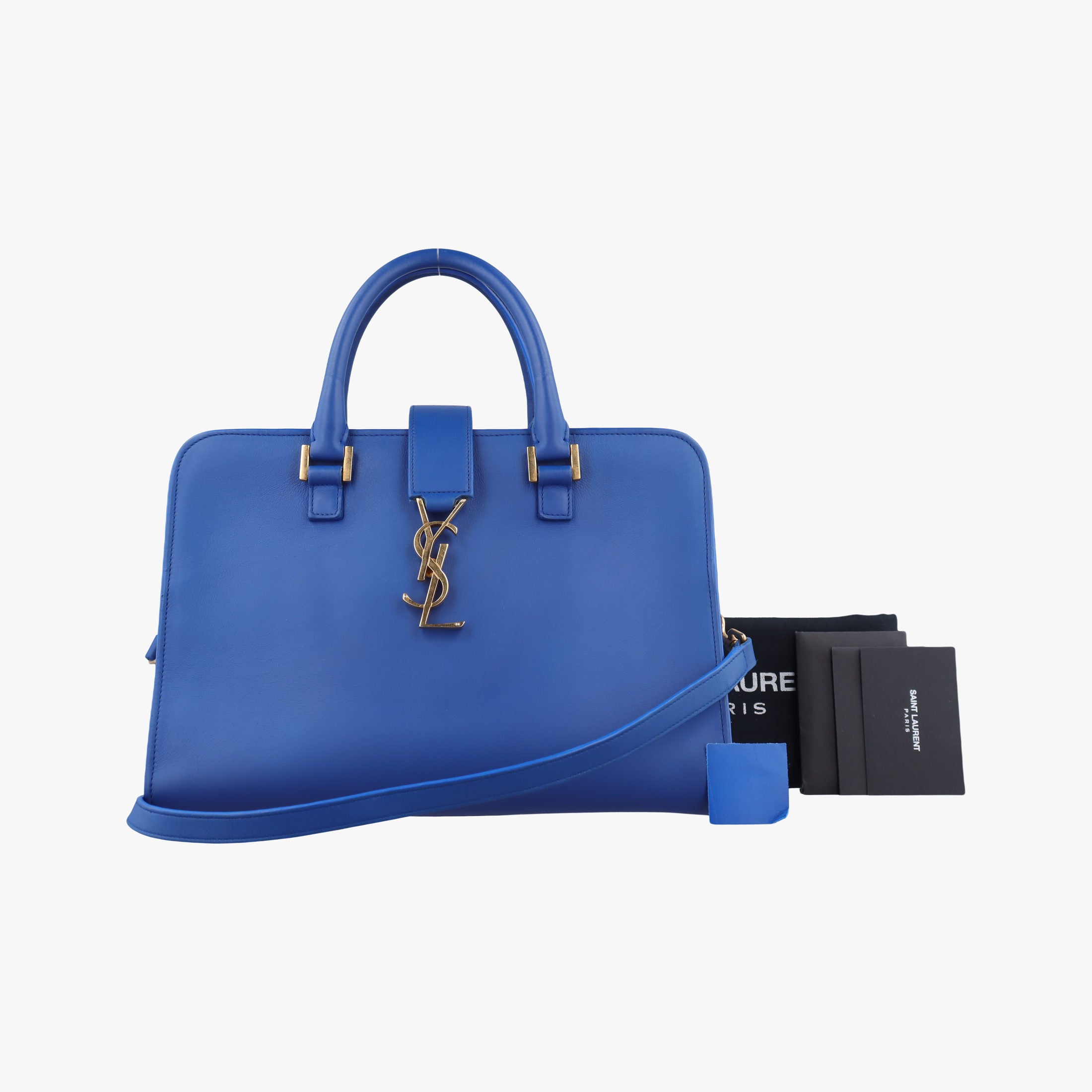 Secondhand Yves Saint Laurent baby Cabas Blue Leather 357395 shoulderbag | stylenewstar