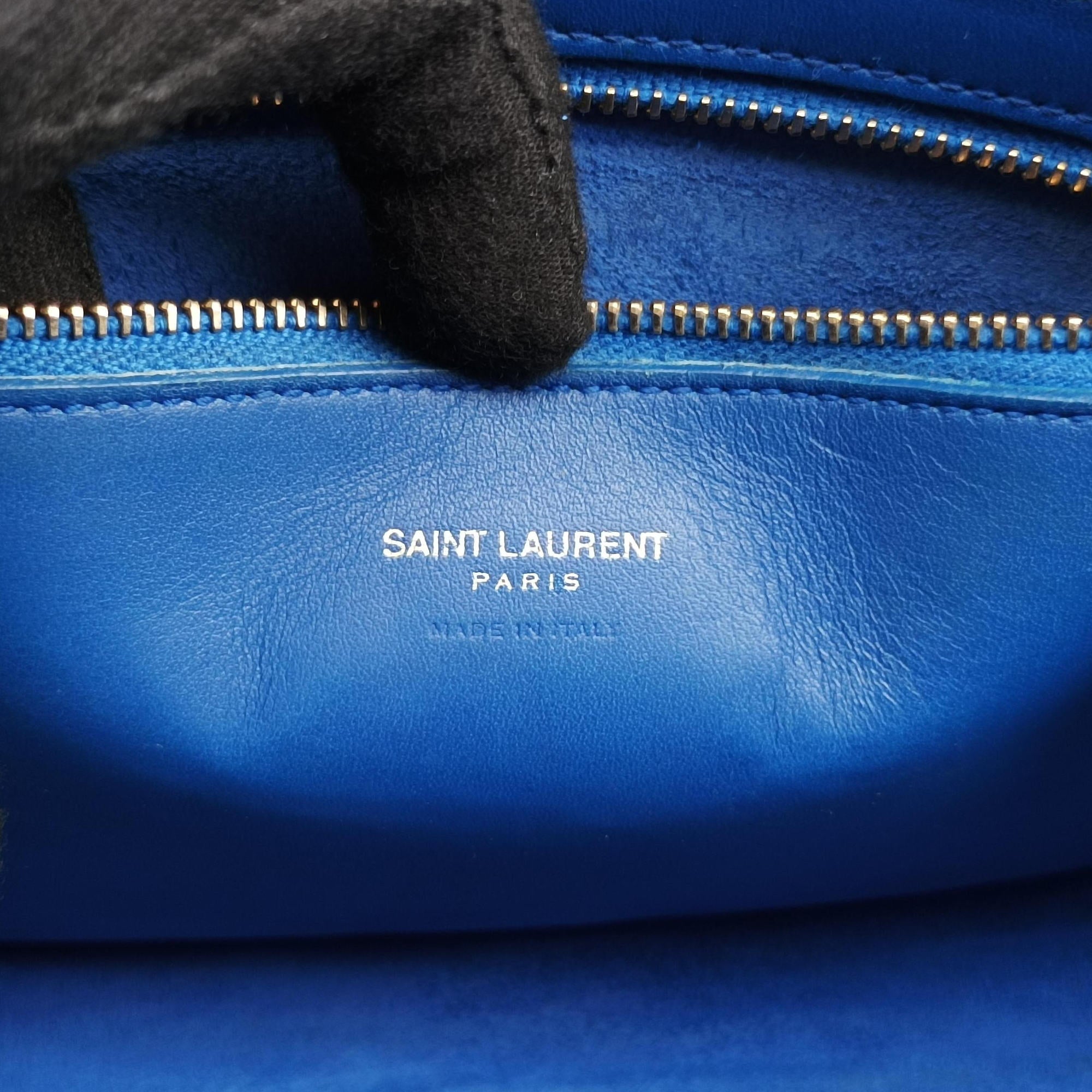 Secondhand Yves Saint Laurent baby Cabas Blue Leather 357395 shoulderbag | stylenewstar
