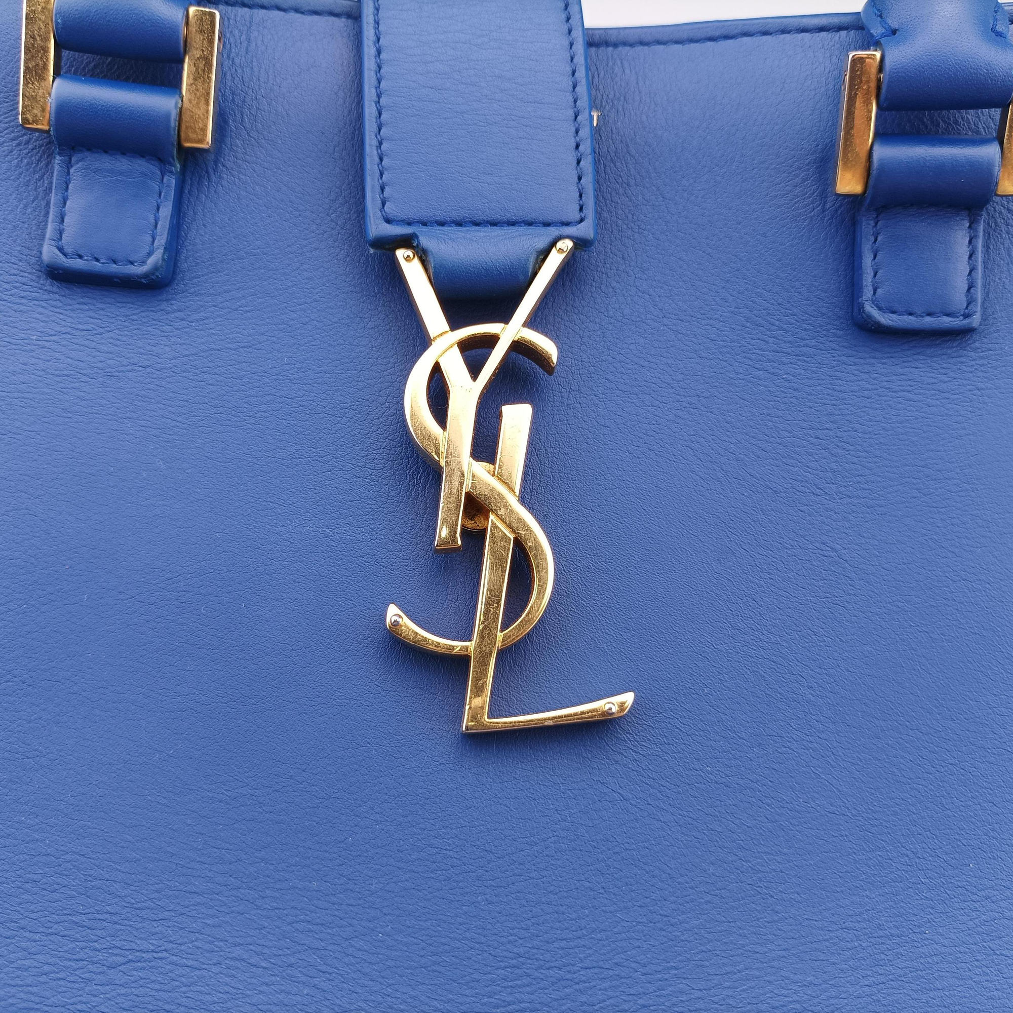 Secondhand Yves Saint Laurent baby Cabas Blue Leather 357395 shoulderbag | stylenewstar
