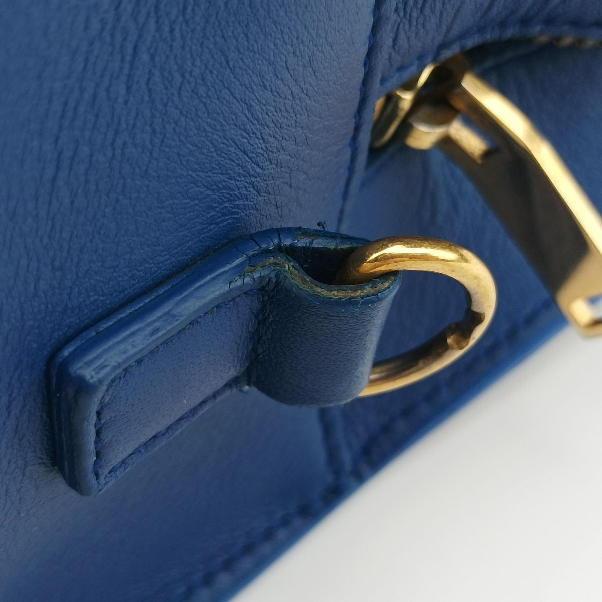 Secondhand Yves Saint Laurent baby Cabas Blue Leather 357395 shoulderbag | stylenewstar
