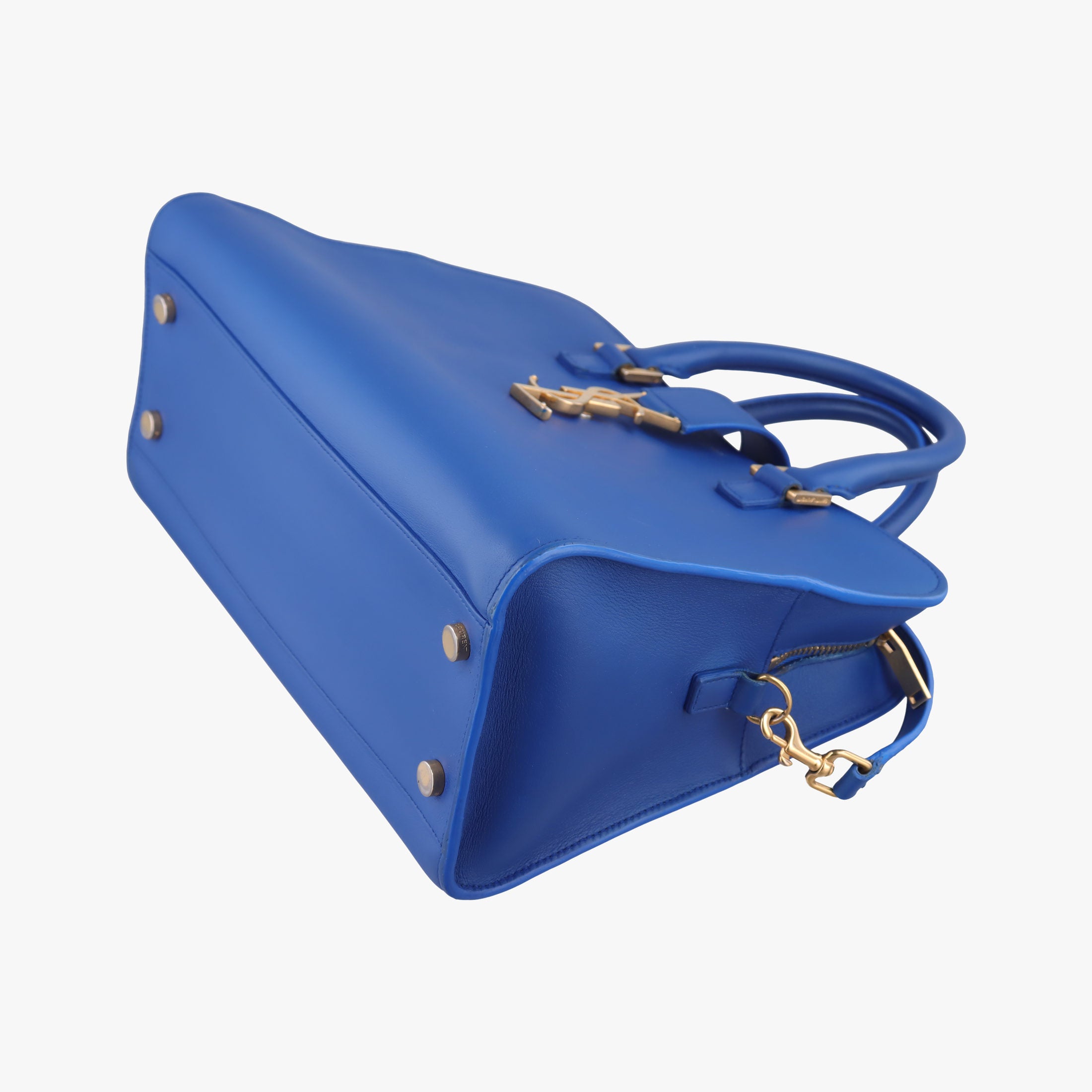 Secondhand Yves Saint Laurent baby Cabas Blue Leather 357395 shoulderbag | stylenewstar