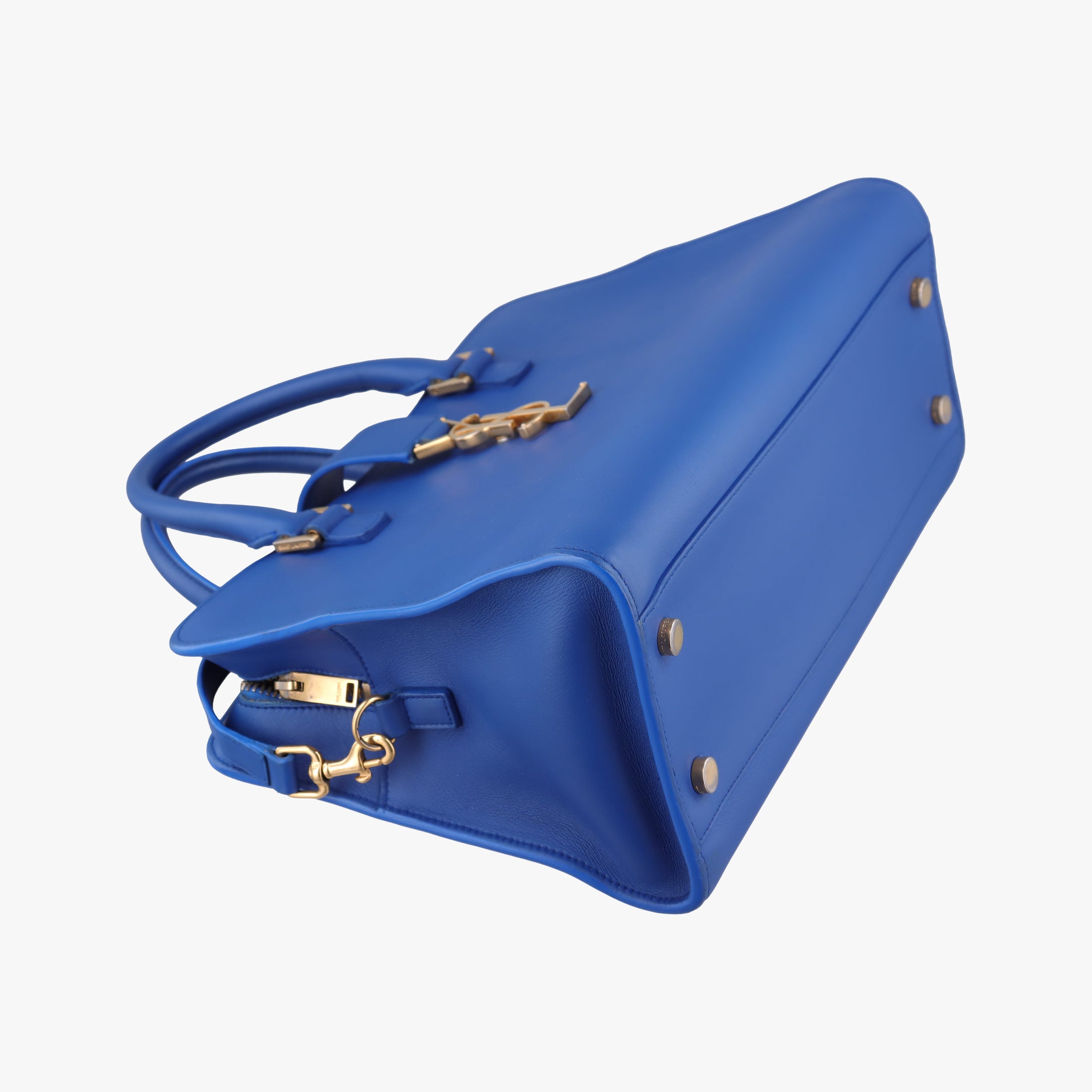 Secondhand Yves Saint Laurent baby Cabas Blue Leather 357395 shoulderbag | stylenewstar
