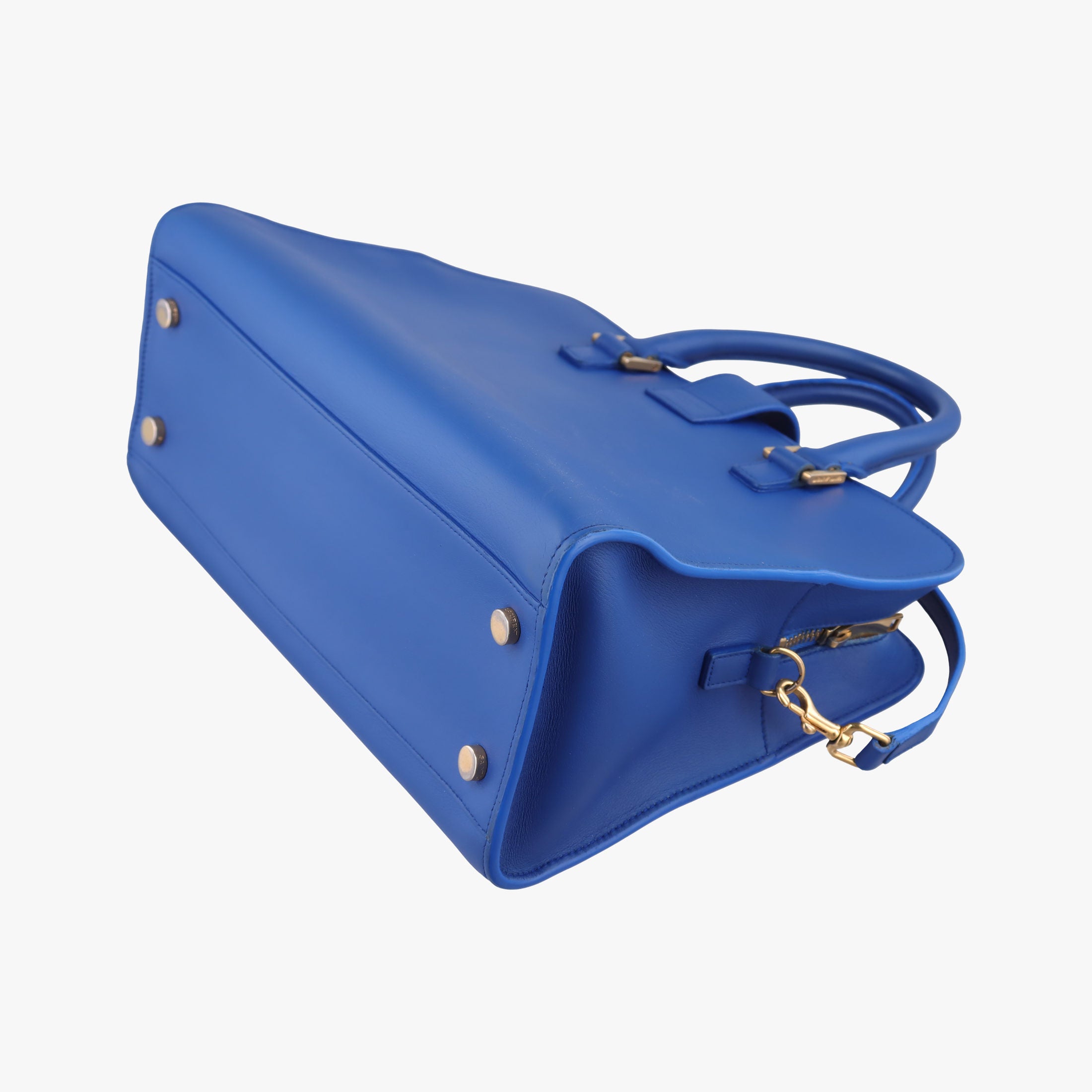 Secondhand Yves Saint Laurent baby Cabas Blue Leather 357395 shoulderbag | stylenewstar