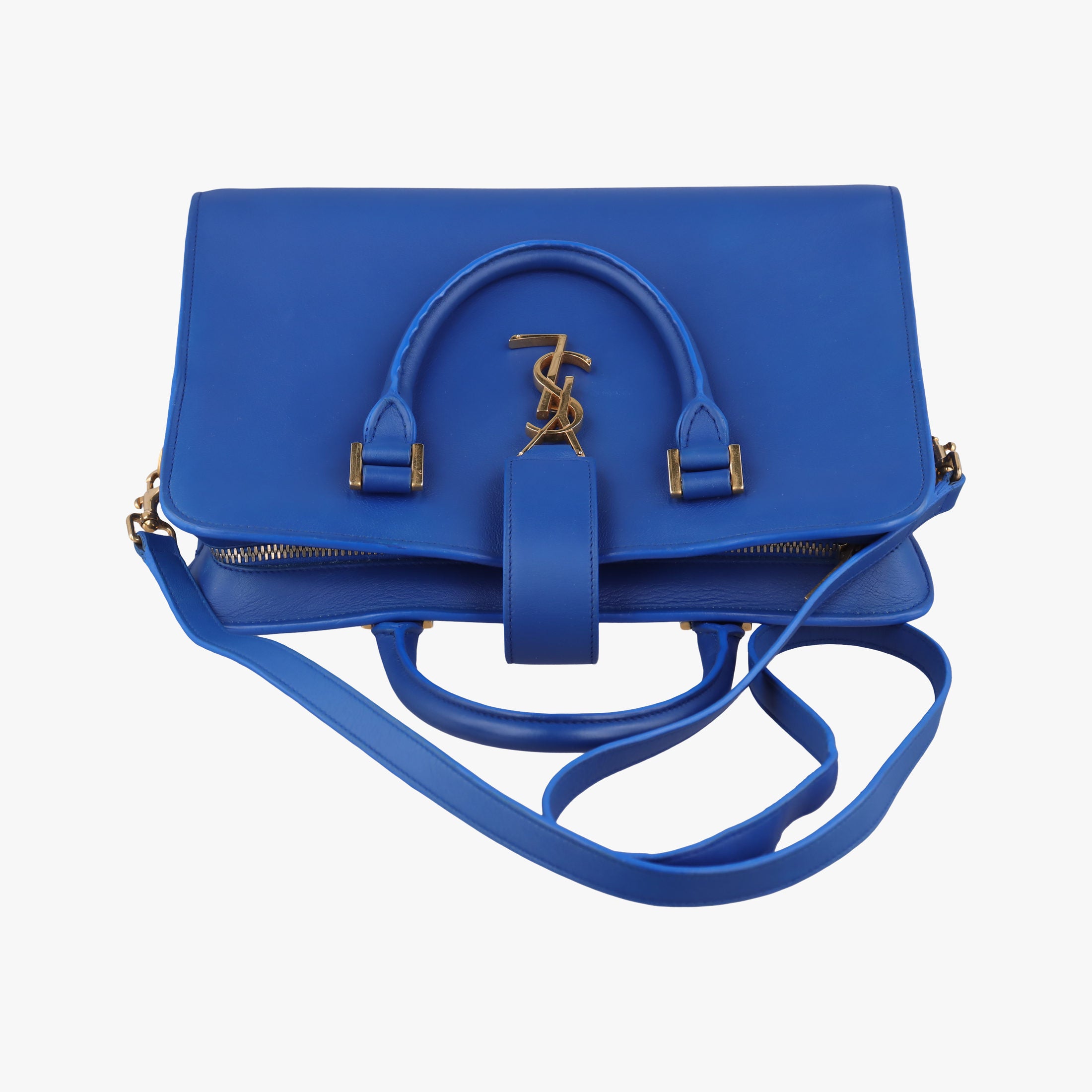 Secondhand Yves Saint Laurent baby Cabas Blue Leather 357395 shoulderbag | stylenewstar