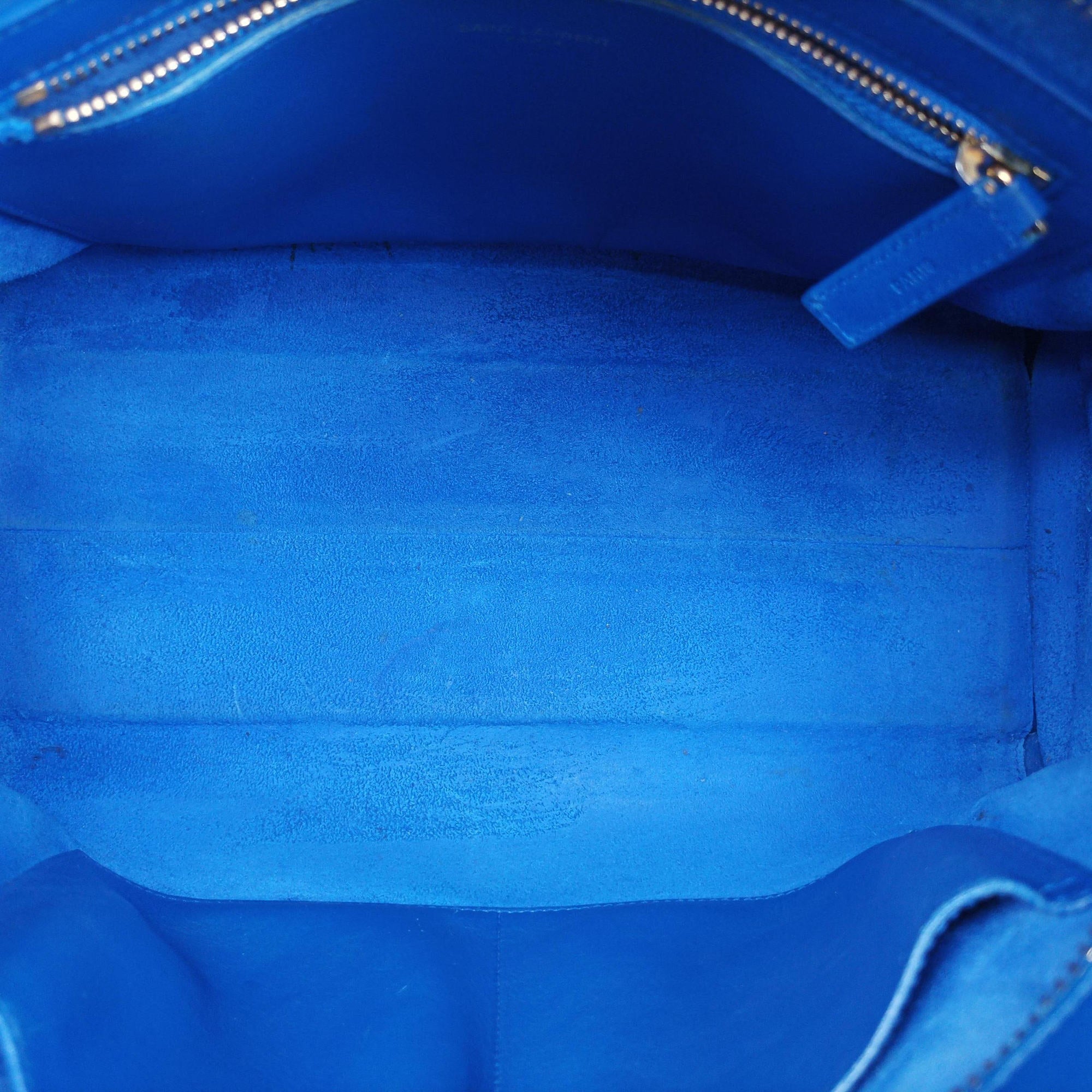 Secondhand Yves Saint Laurent baby Cabas Blue Leather 357395 shoulderbag | stylenewstar