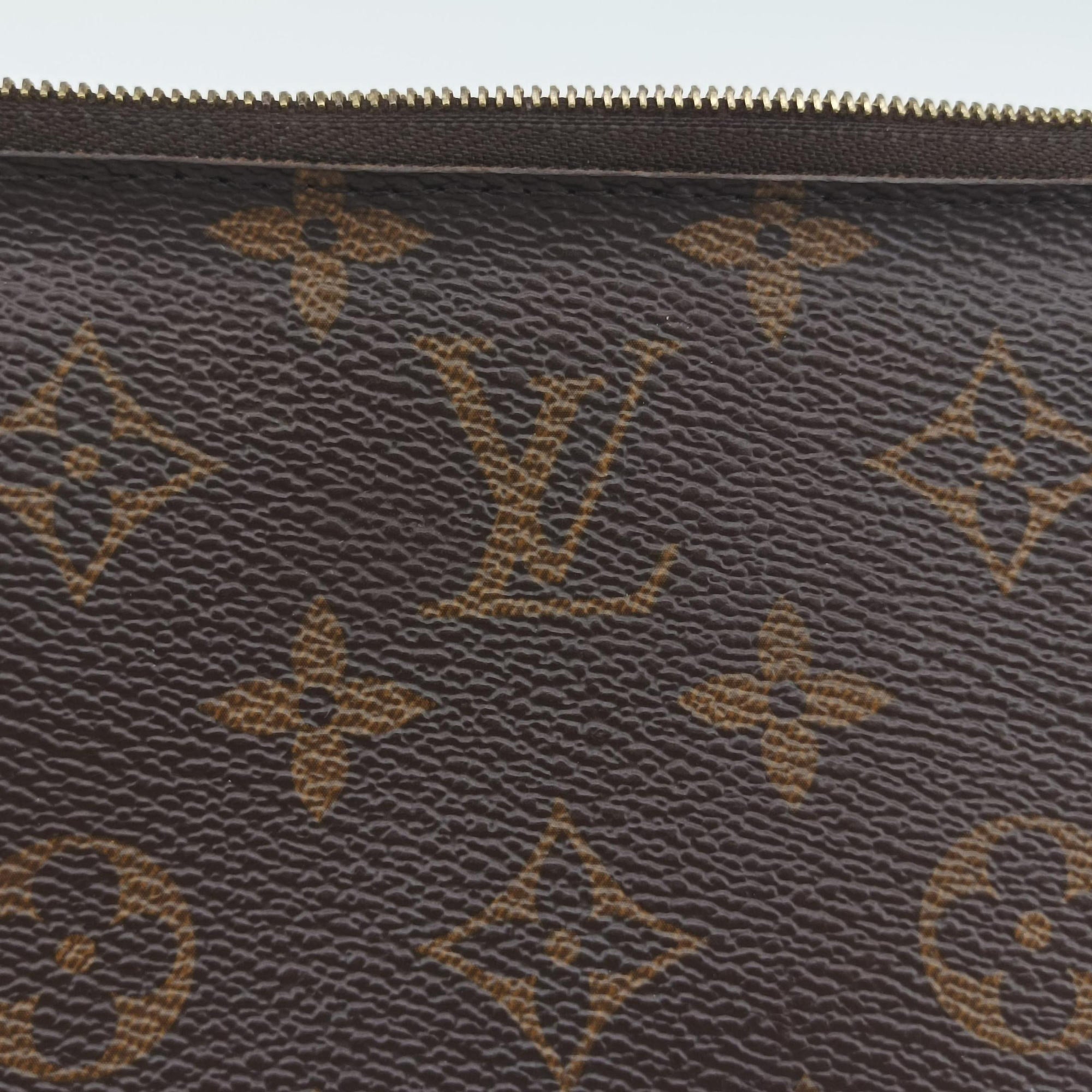 Pre-owned Louis Vuitton Pochette Double Zip Blooming Flowers brown×multicolor Monogram Canvas×calf leather M63905 shoulderbag | stylenewstar