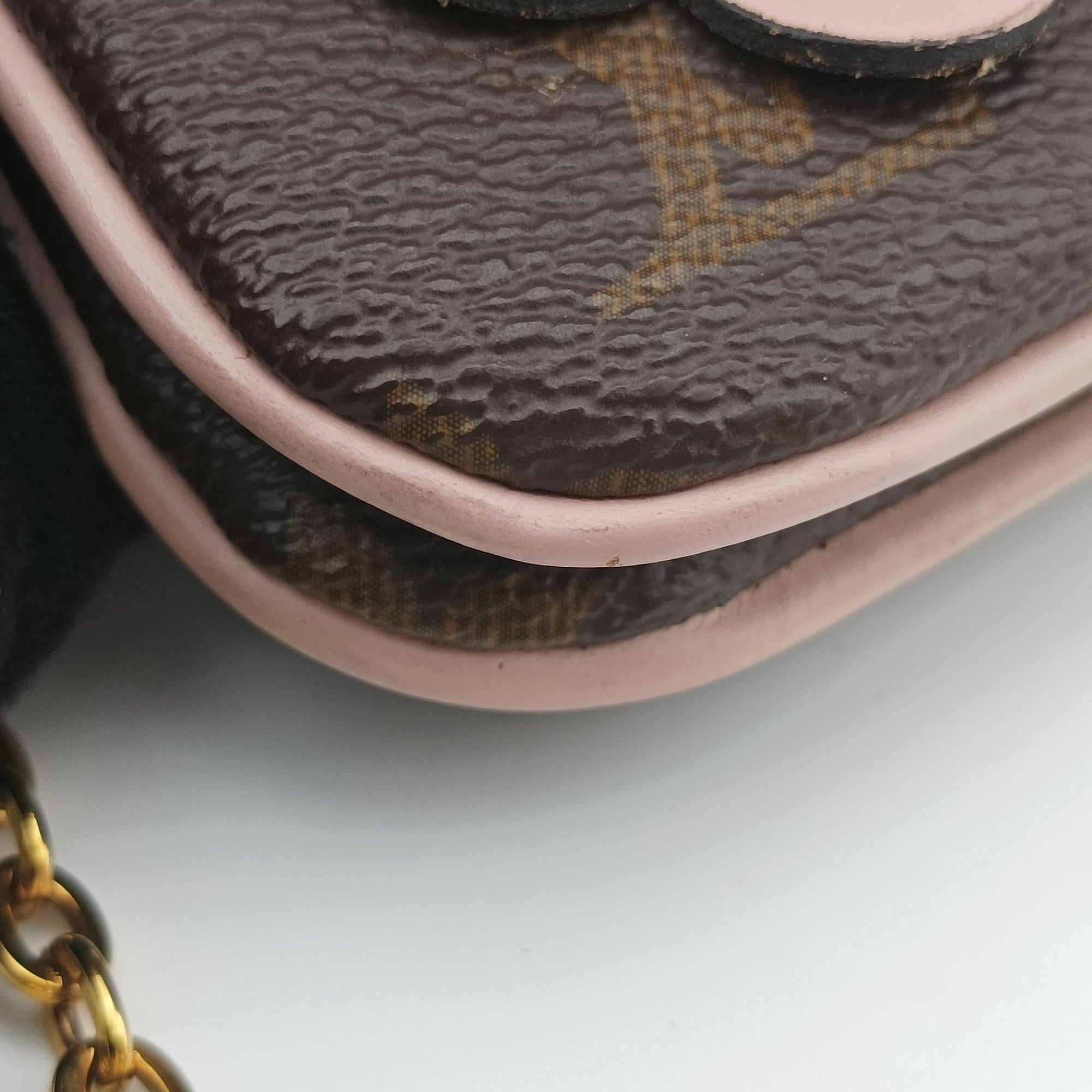 Pre-owned Louis Vuitton Pochette Double Zip Blooming Flowers brown×multicolor Monogram Canvas×calf leather M63905 shoulderbag | stylenewstar