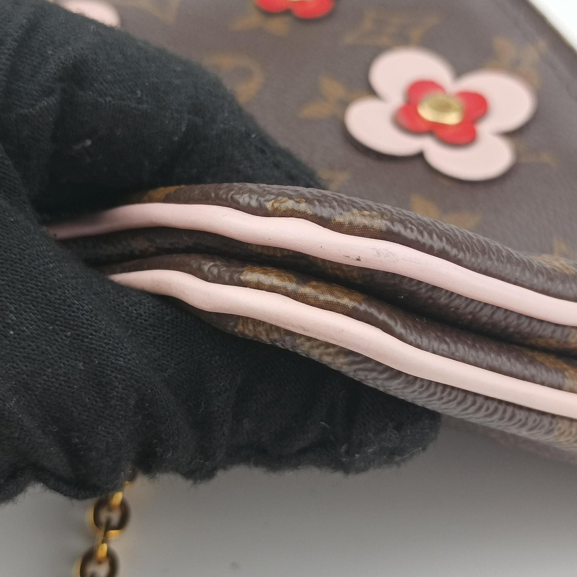 Pre-owned Louis Vuitton Pochette Double Zip Blooming Flowers brown×multicolor Monogram Canvas×calf leather M63905 shoulderbag | stylenewstar