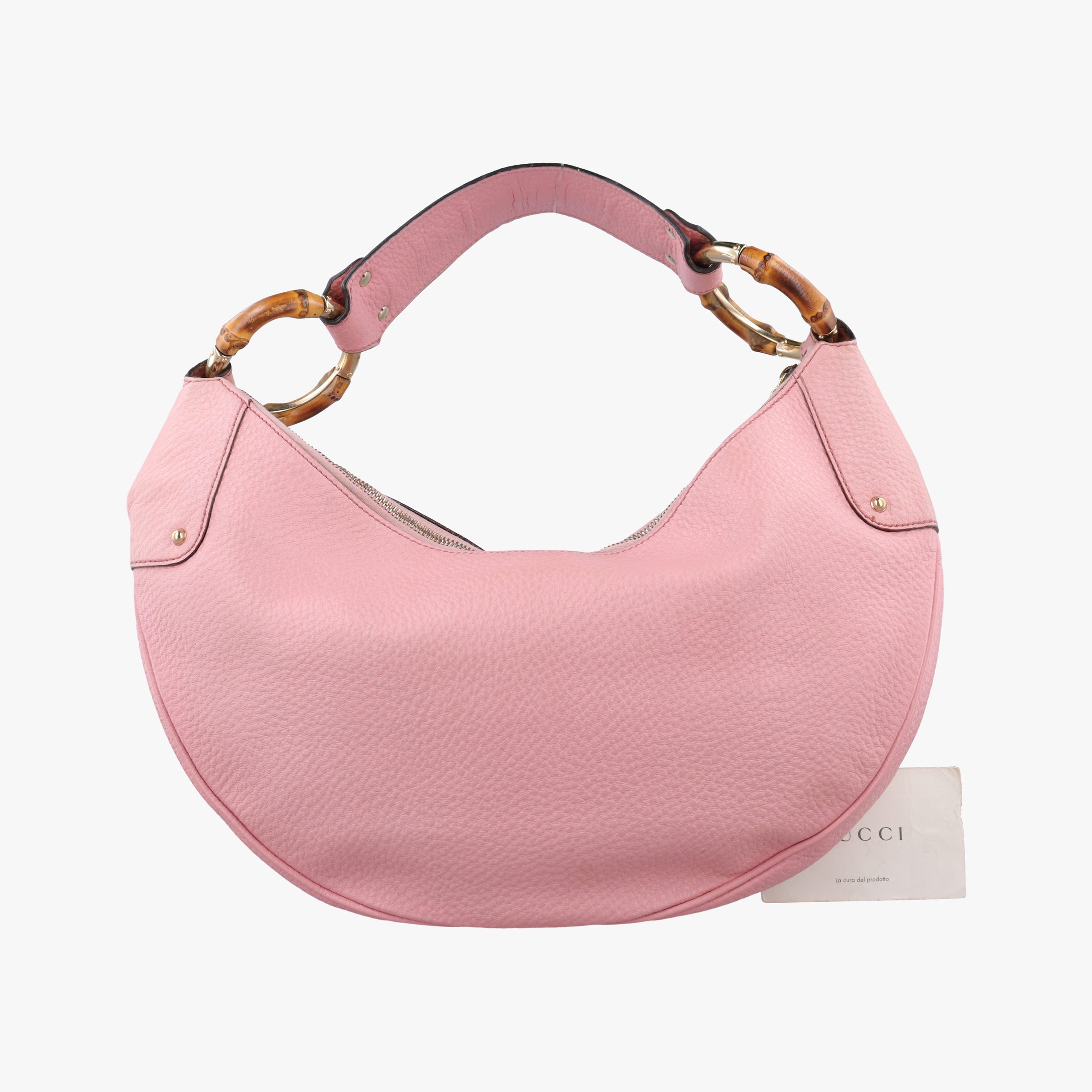 Vintage Gucci Bamboo Ring Hobo Pink Leather 137577 shoulderbag | stylenewstar