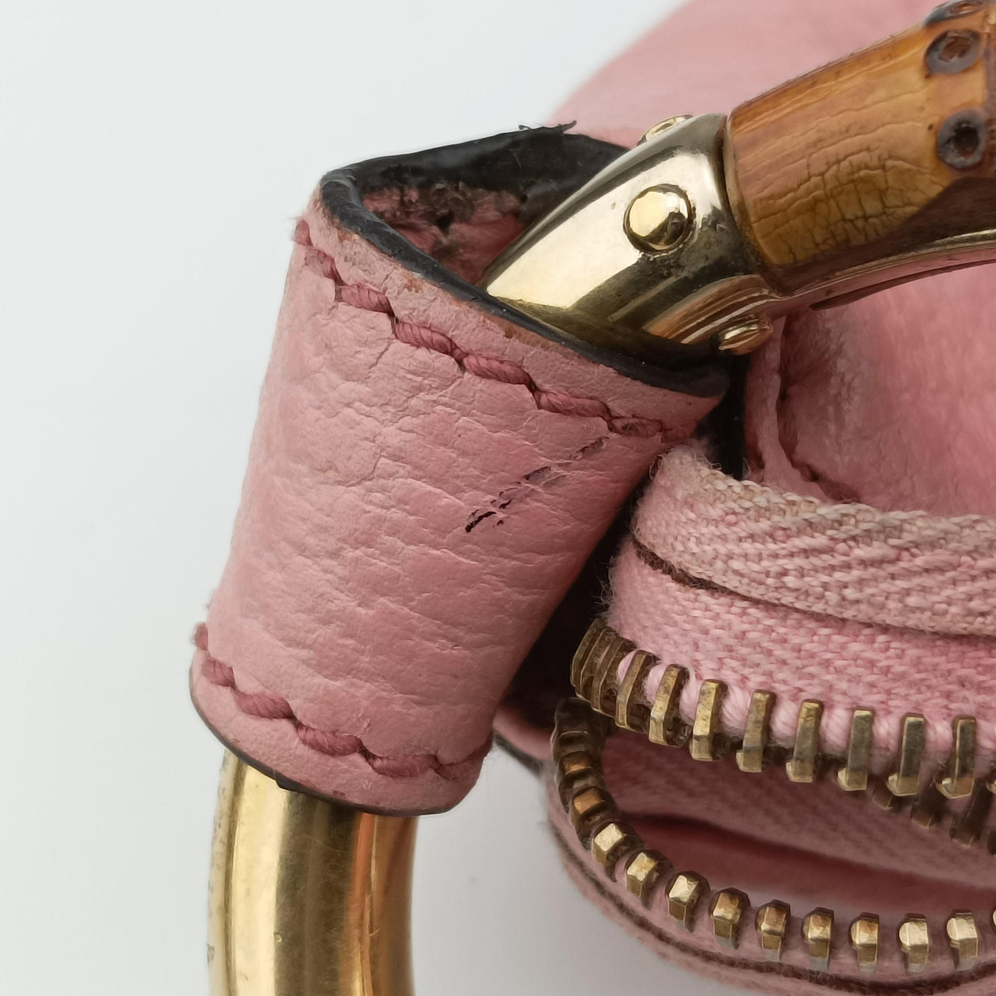 Vintage Gucci Bamboo Ring Hobo Pink Leather 137577 shoulderbag | stylenewstar