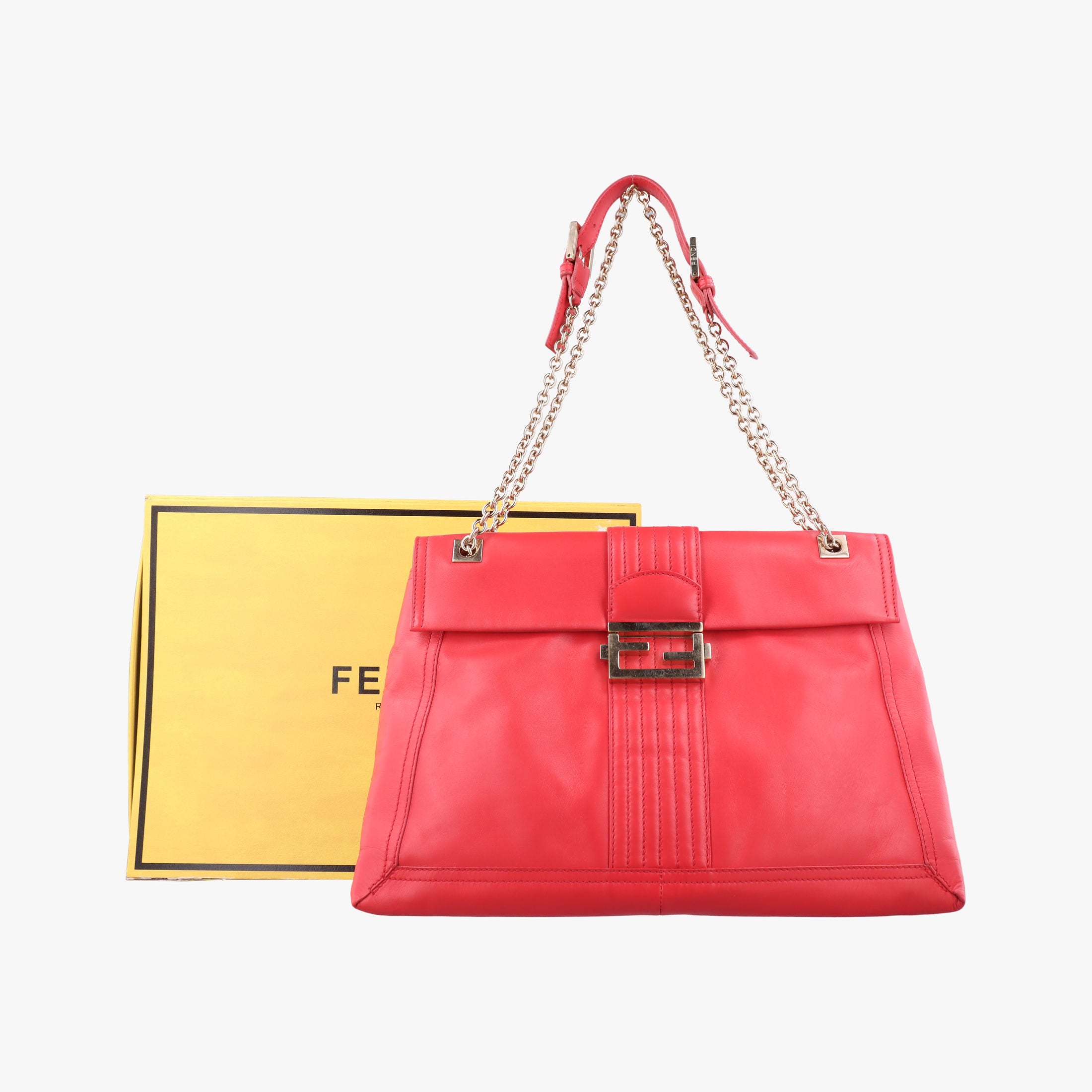 Secondhand Fendi Maxi Baguette Flap Red Leather 8BT143 shoulderbag | stylenewstar