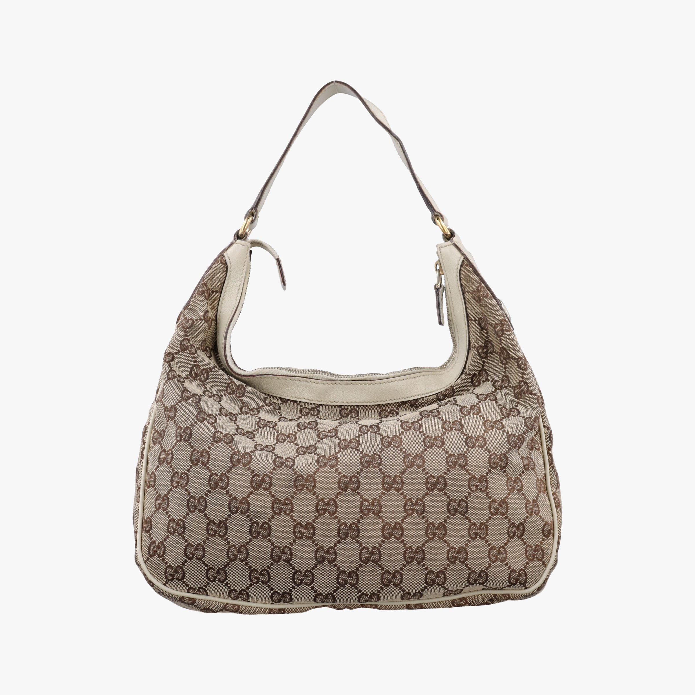Pre-owned Gucci Charmy Hobo beige×White Canvas×Leather 153010 shoulderbag | stylenewstar