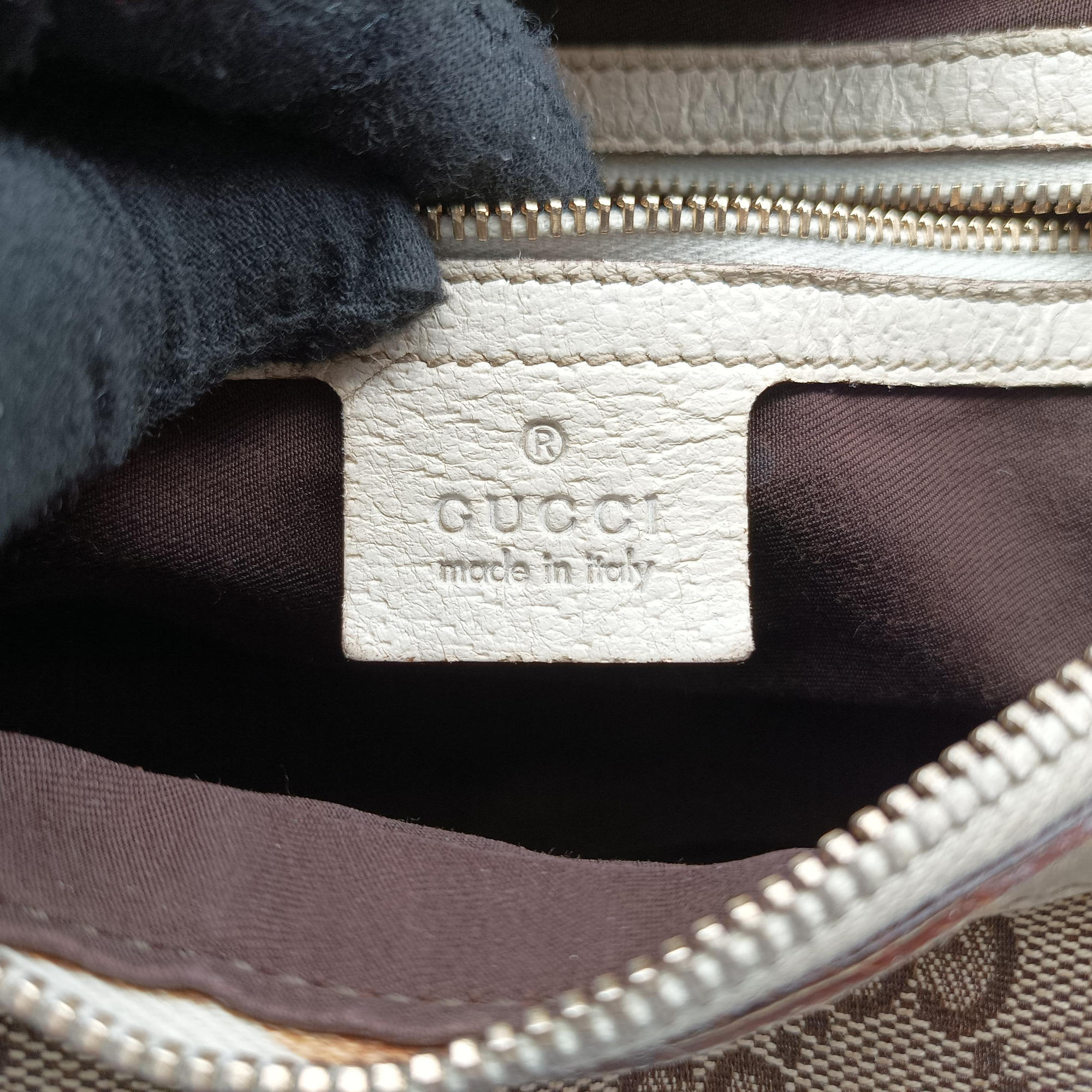 Pre-owned Gucci Charmy Hobo beige×White Canvas×Leather 153010 shoulderbag | stylenewstar