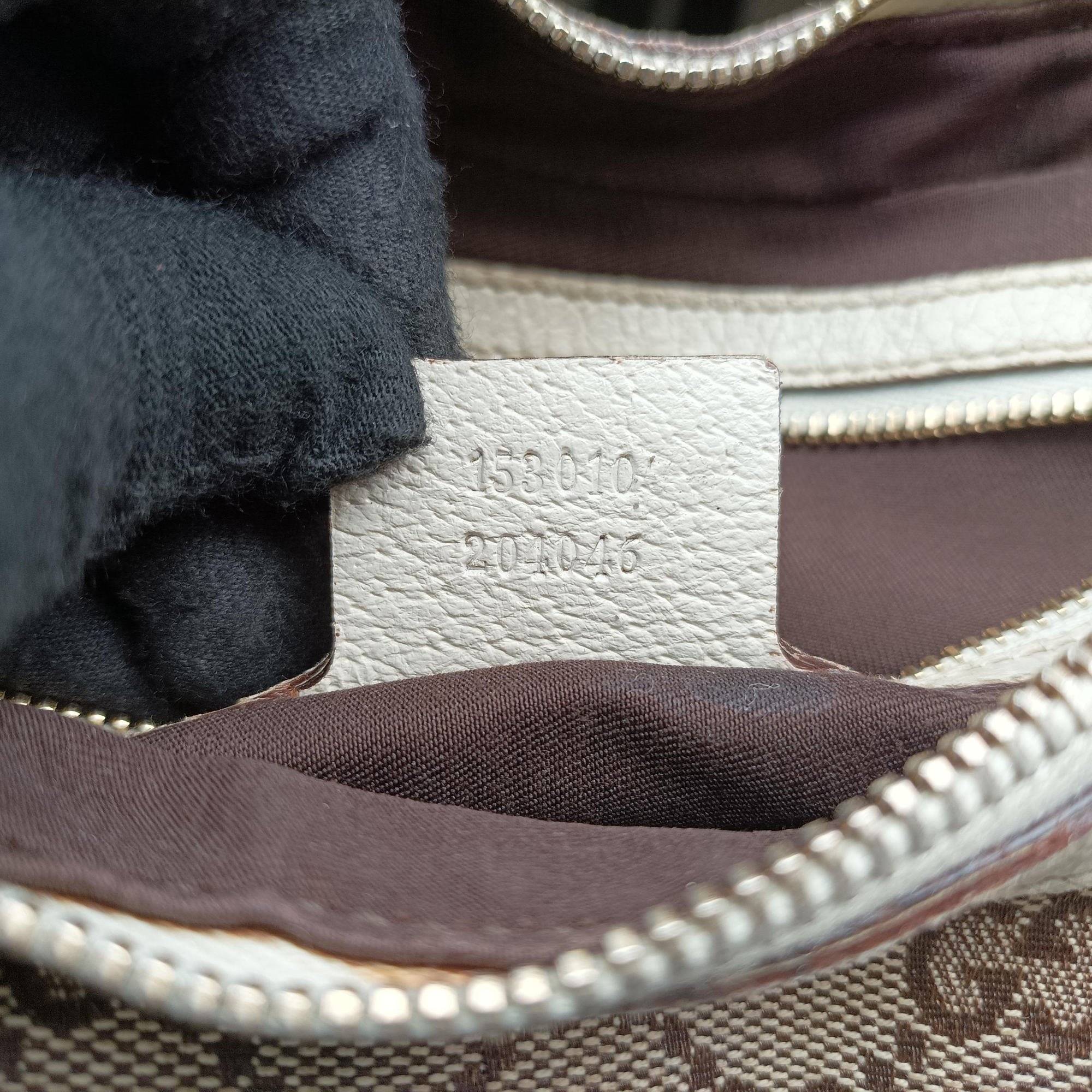 Pre-owned Gucci Charmy Hobo beige×White Canvas×Leather 153010 shoulderbag | stylenewstar