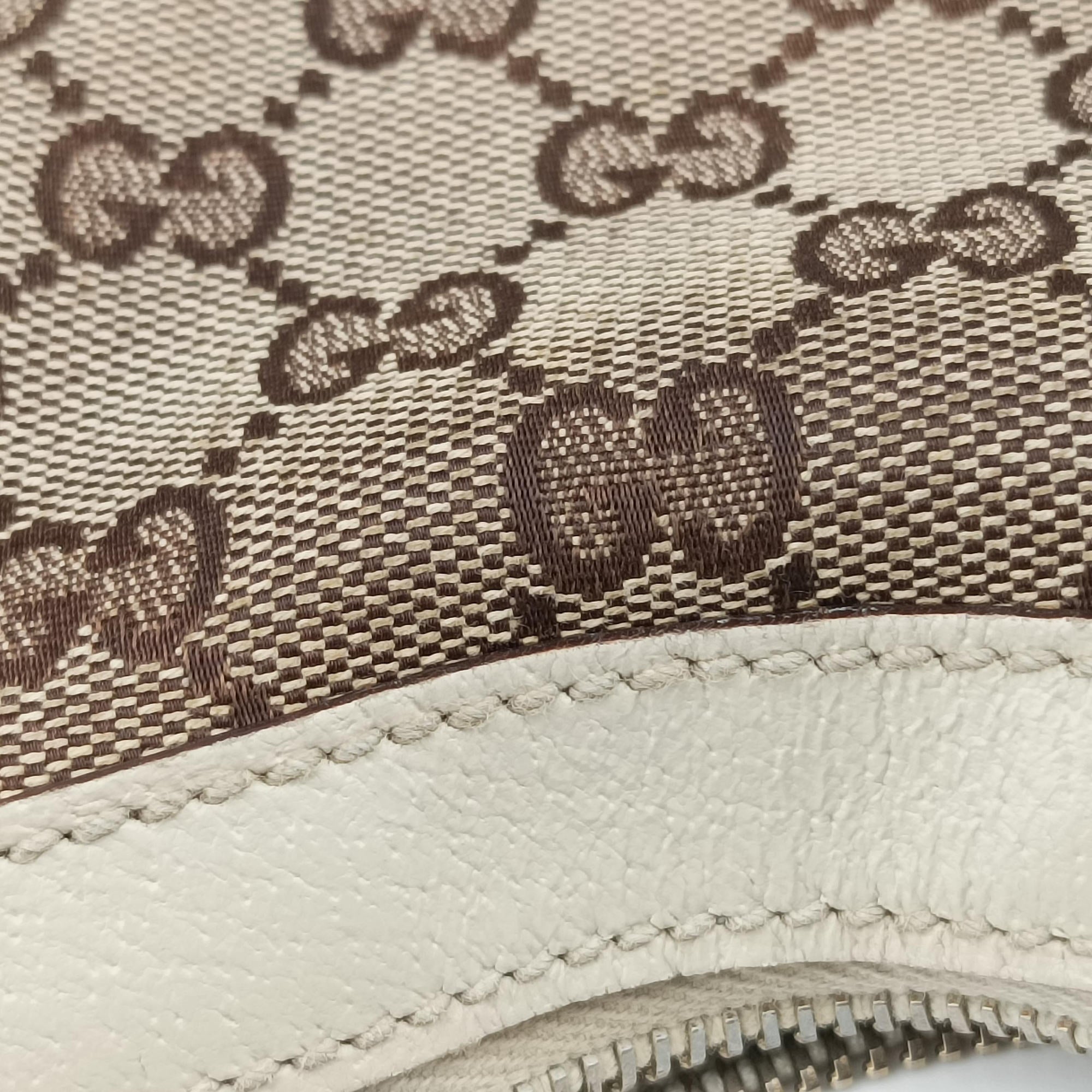 Pre-owned Gucci Charmy Hobo beige×White Canvas×Leather 153010 shoulderbag | stylenewstar