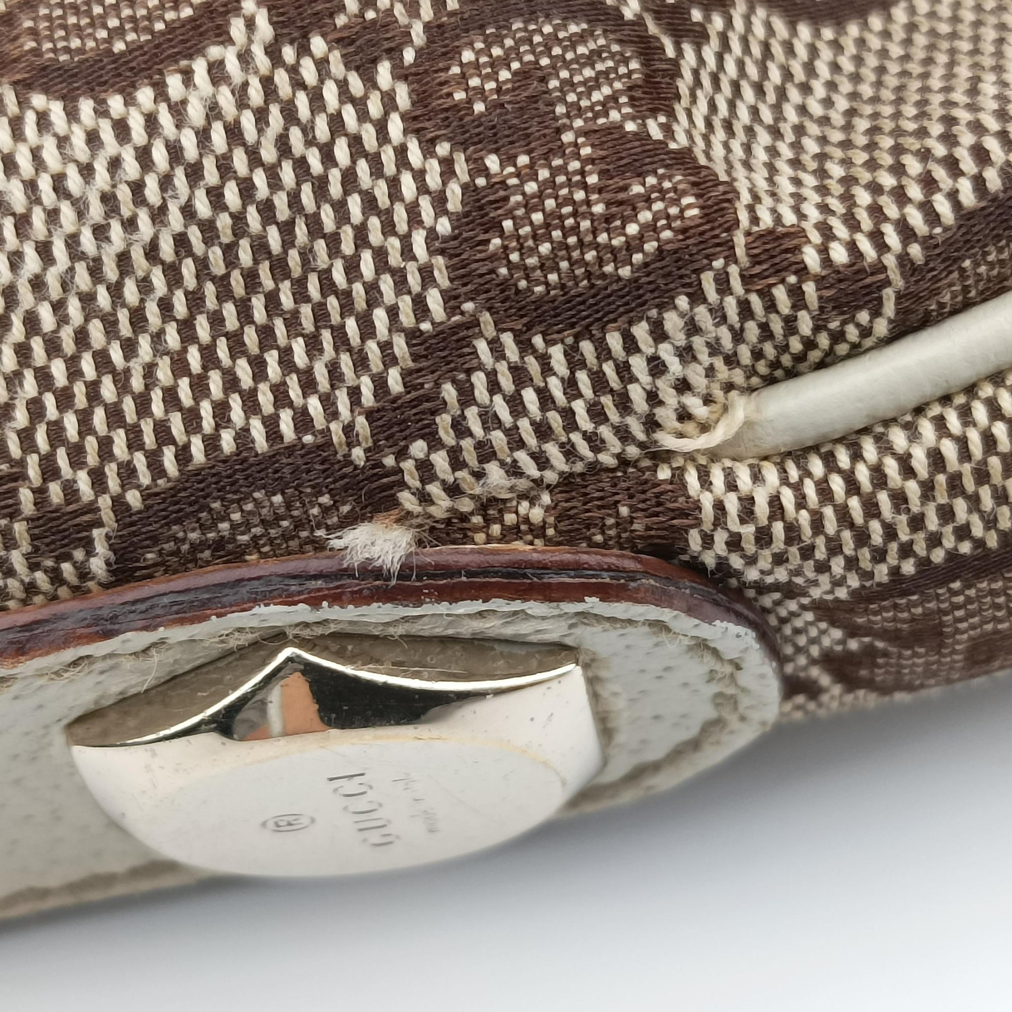Pre-owned Gucci Charmy Hobo beige×White Canvas×Leather 153010 shoulderbag | stylenewstar