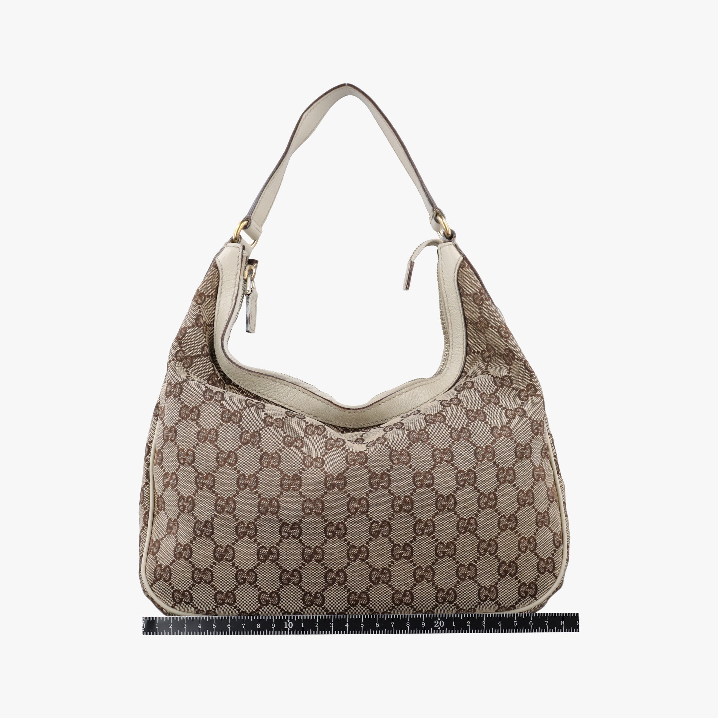 Pre-owned Gucci Charmy Hobo beige×White Canvas×Leather 153010 shoulderbag | stylenewstar