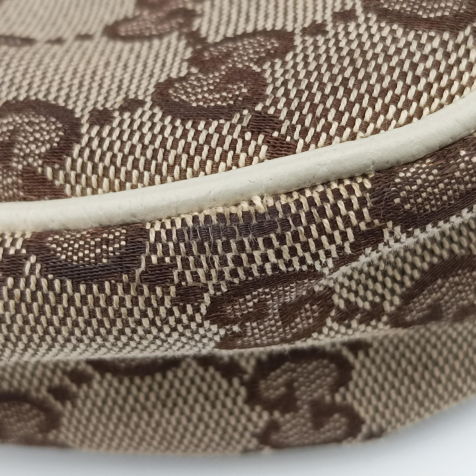Pre-owned Gucci Charmy Hobo beige×White Canvas×Leather 153010 shoulderbag | stylenewstar