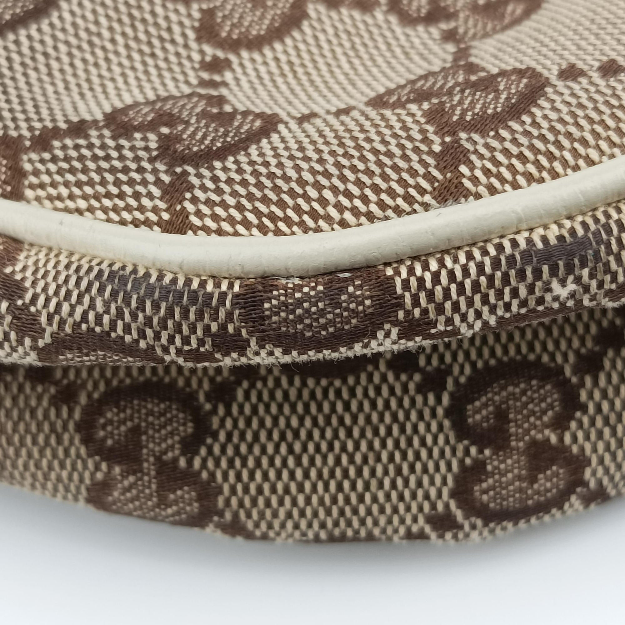 Pre-owned Gucci Charmy Hobo beige×White Canvas×Leather 153010 shoulderbag | stylenewstar