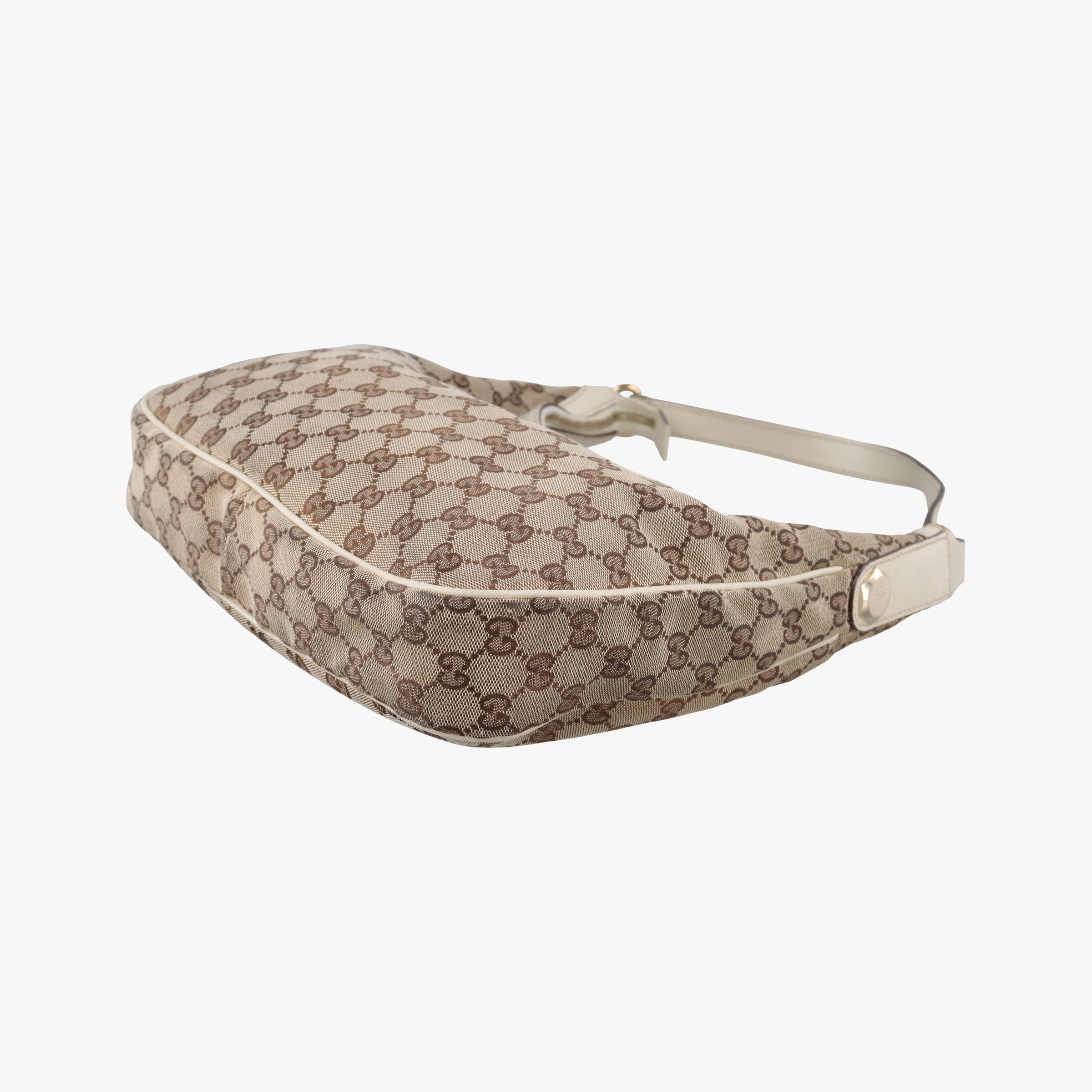Pre-owned Gucci Charmy Hobo beige×White Canvas×Leather 153010 shoulderbag | stylenewstar