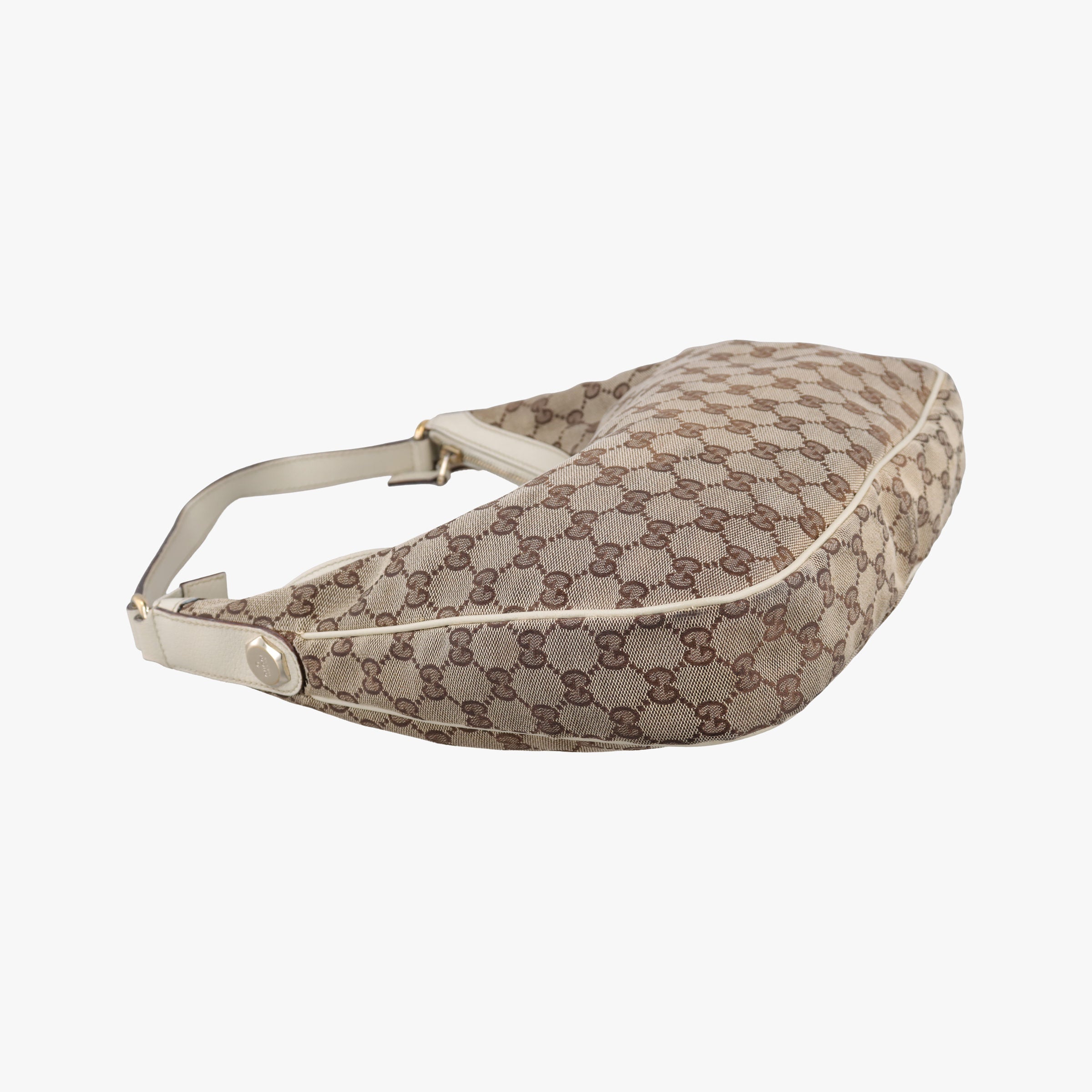 Pre-owned Gucci Charmy Hobo beige×White Canvas×Leather 153010 shoulderbag | stylenewstar