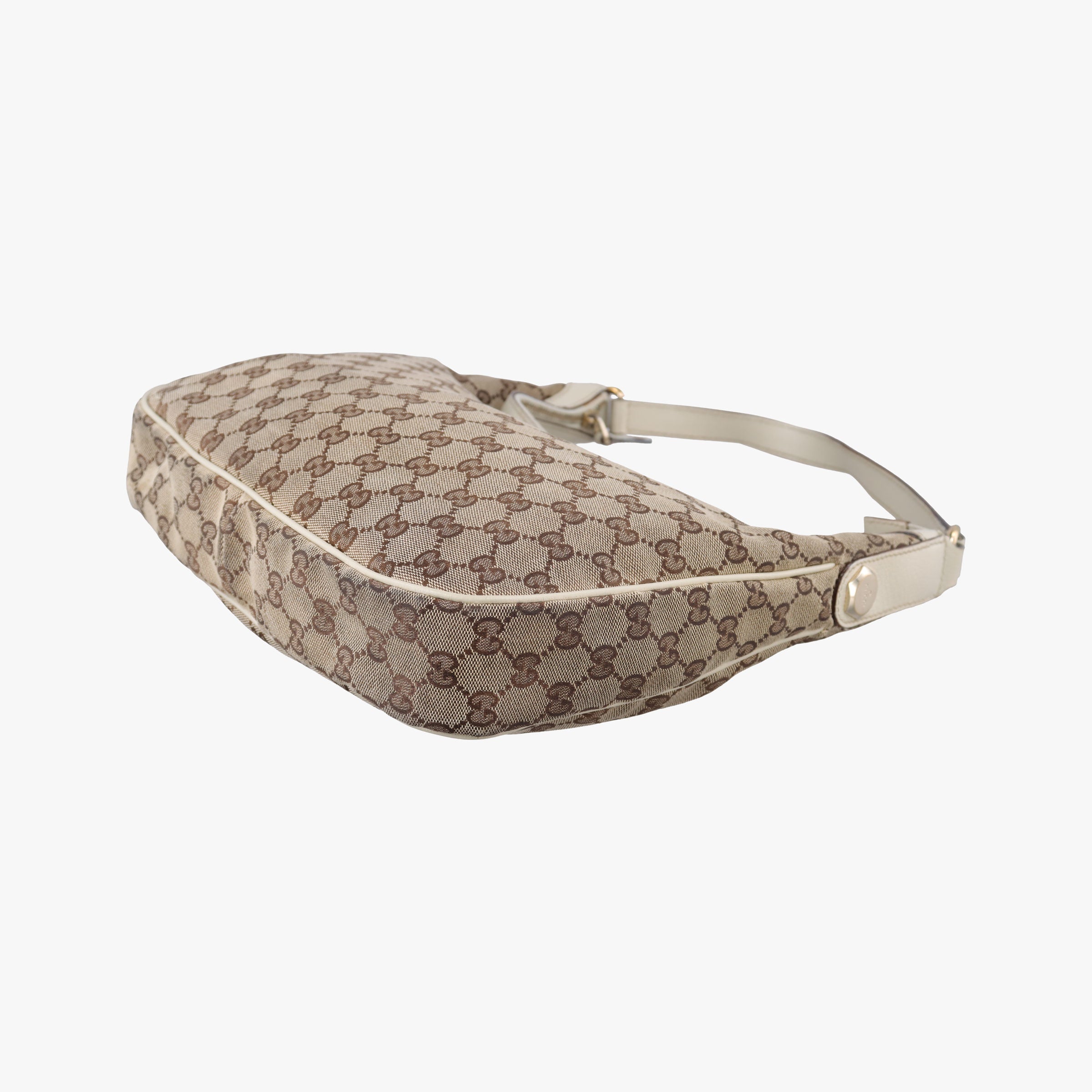 Pre-owned Gucci Charmy Hobo beige×White Canvas×Leather 153010 shoulderbag | stylenewstar