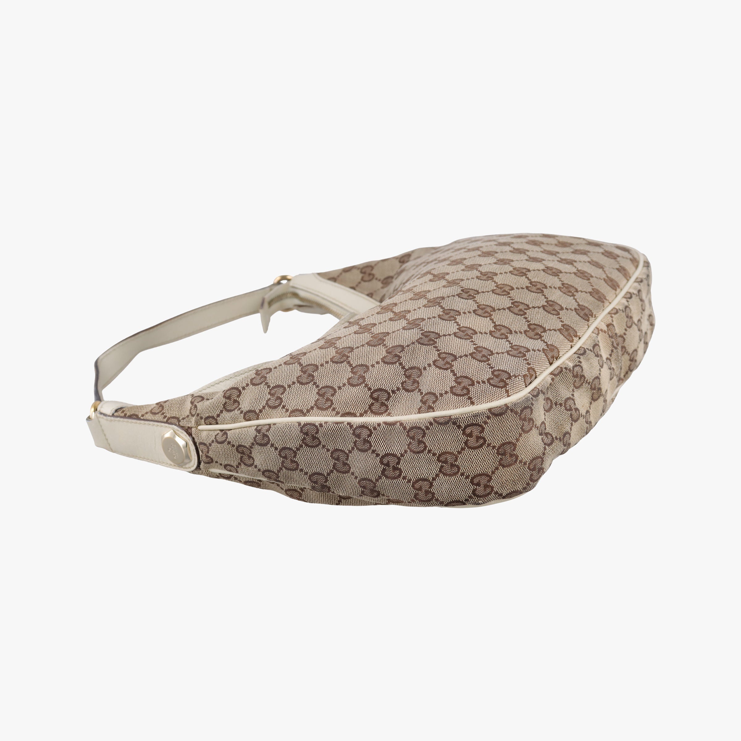 Pre-owned Gucci Charmy Hobo beige×White Canvas×Leather 153010 shoulderbag | stylenewstar