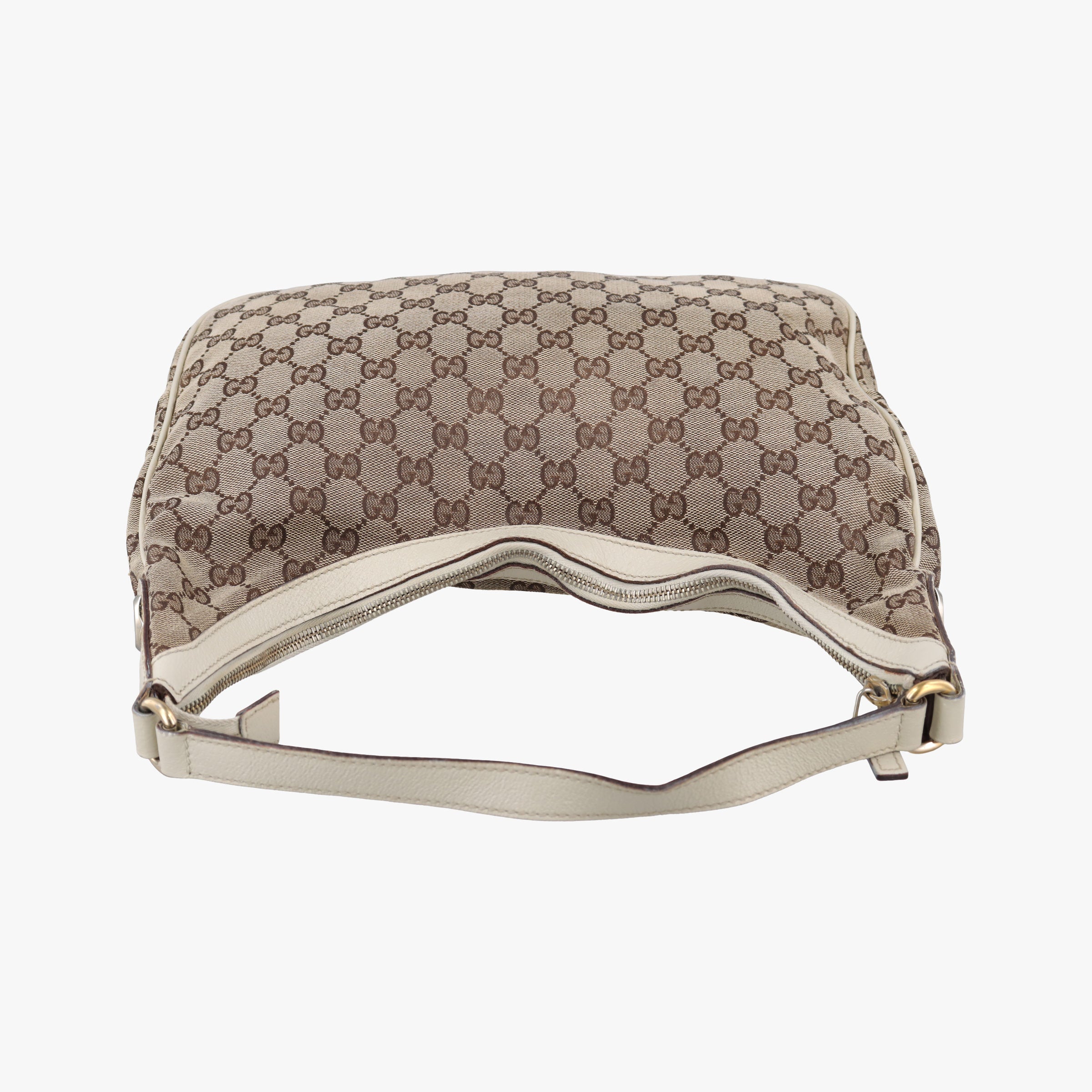 Pre-owned Gucci Charmy Hobo beige×White Canvas×Leather 153010 shoulderbag | stylenewstar