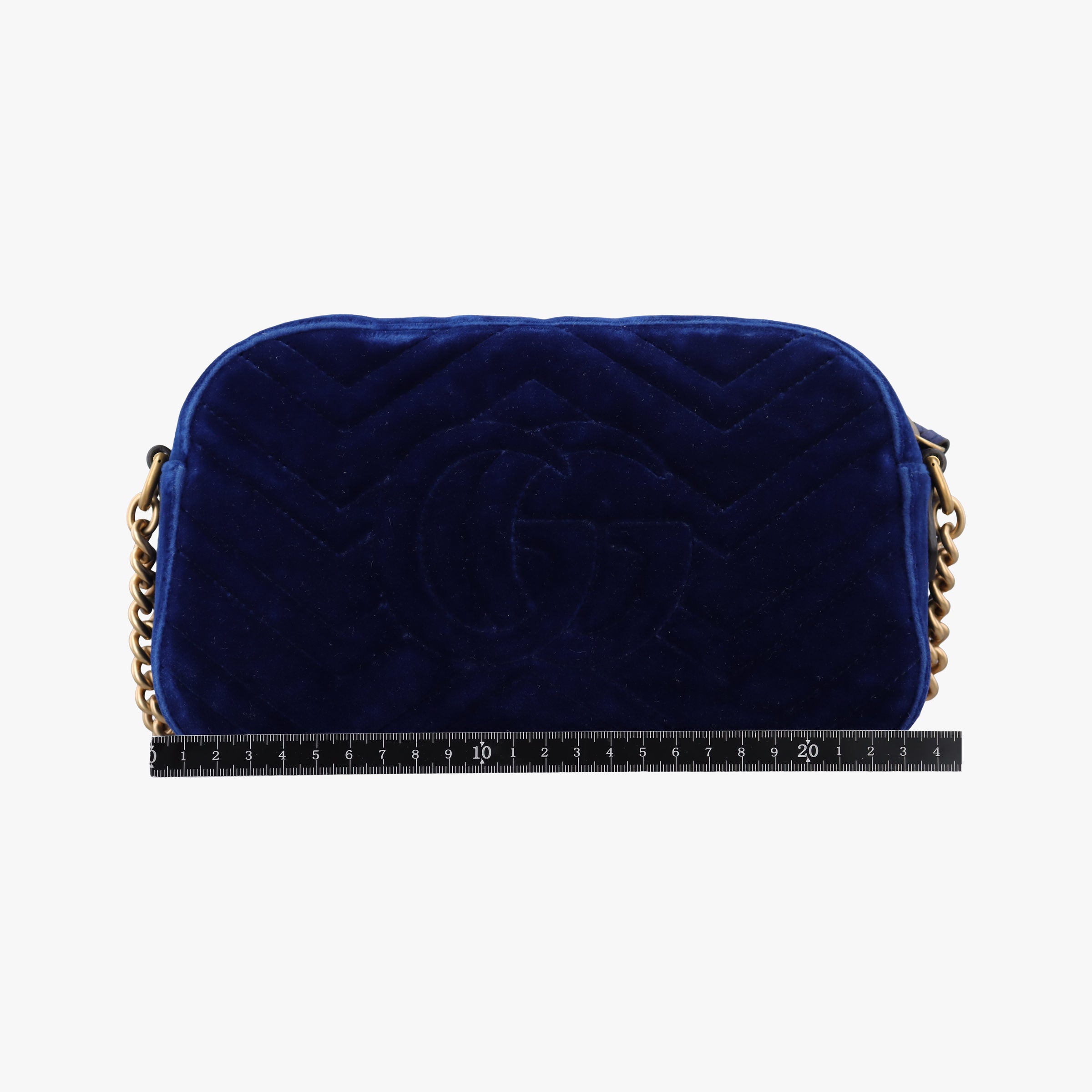 Pre-owned Gucci GG Marmont Blue velour 447632 shoulderbag | stylenewstar