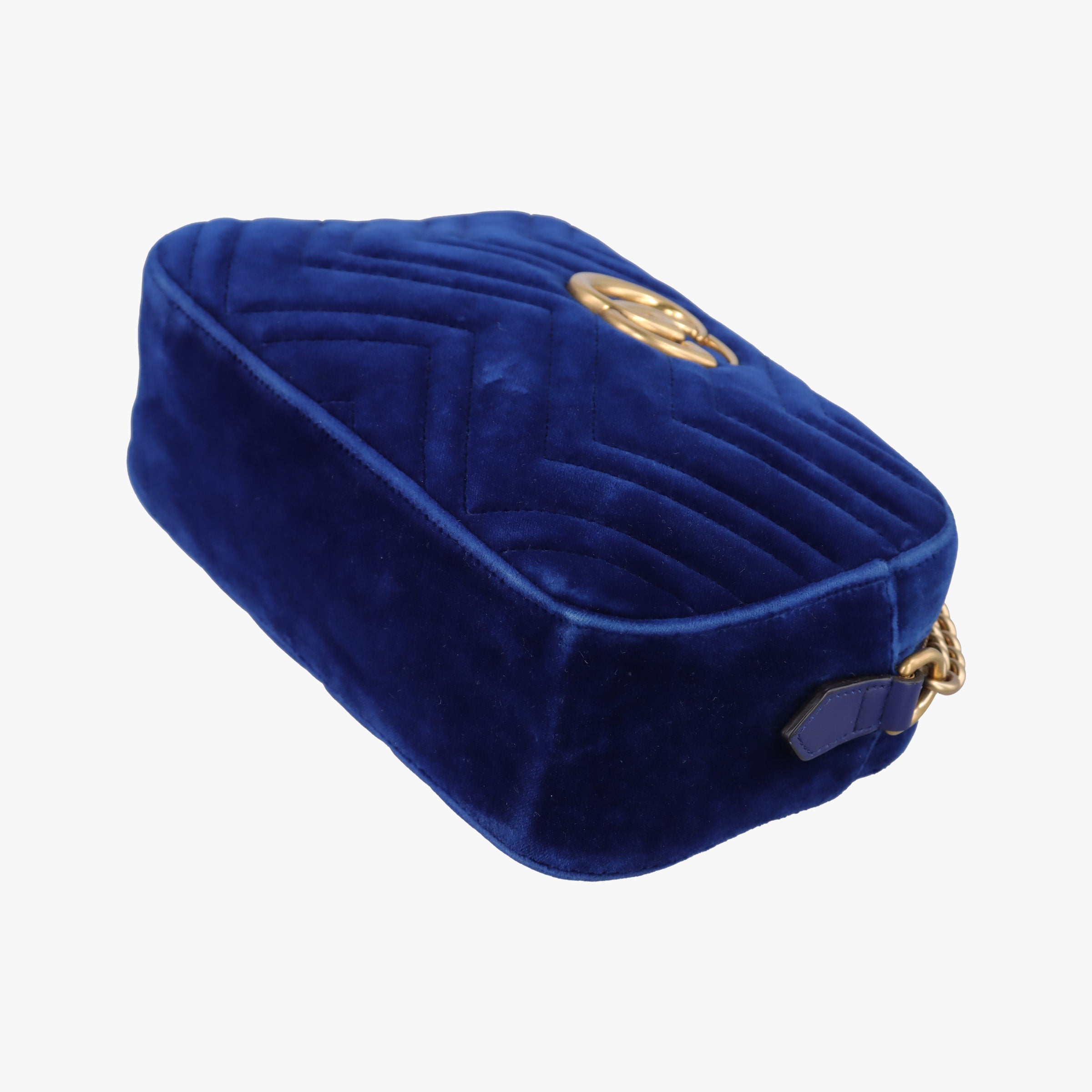 Pre-owned Gucci GG Marmont Blue velour 447632 shoulderbag | stylenewstar