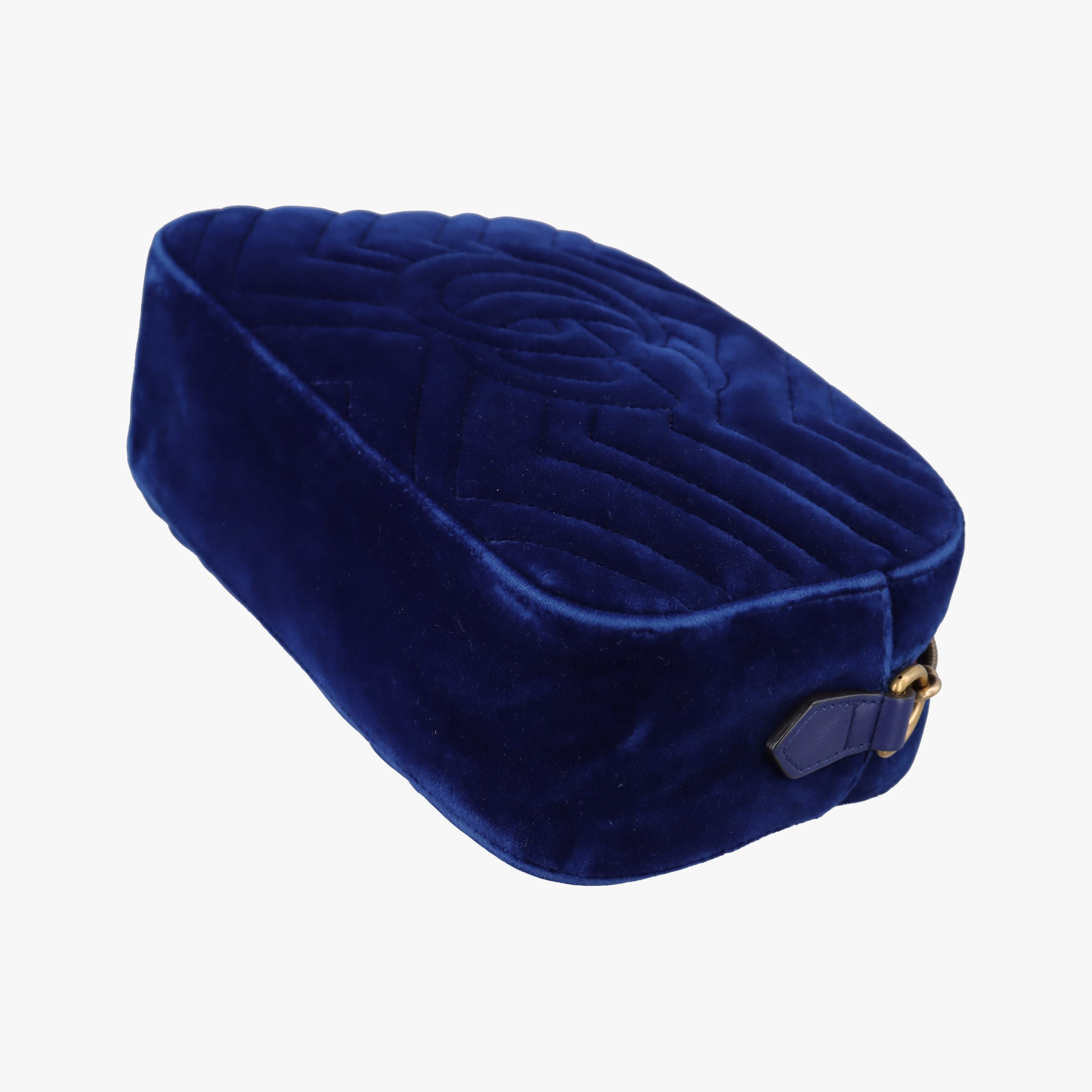 Pre-owned Gucci GG Marmont Blue velour 447632 shoulderbag | stylenewstar