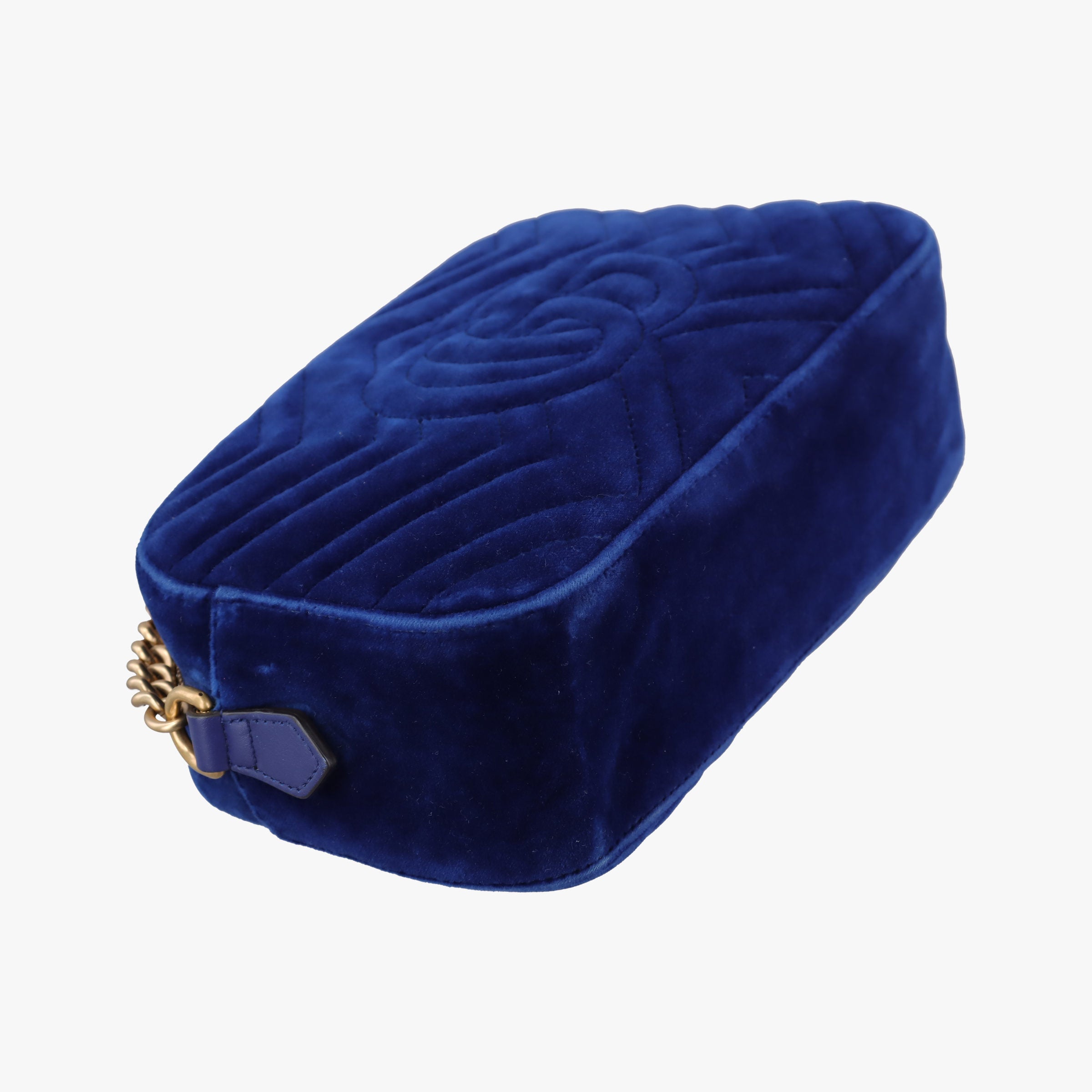 Pre-owned Gucci GG Marmont Blue velour 447632 shoulderbag | stylenewstar