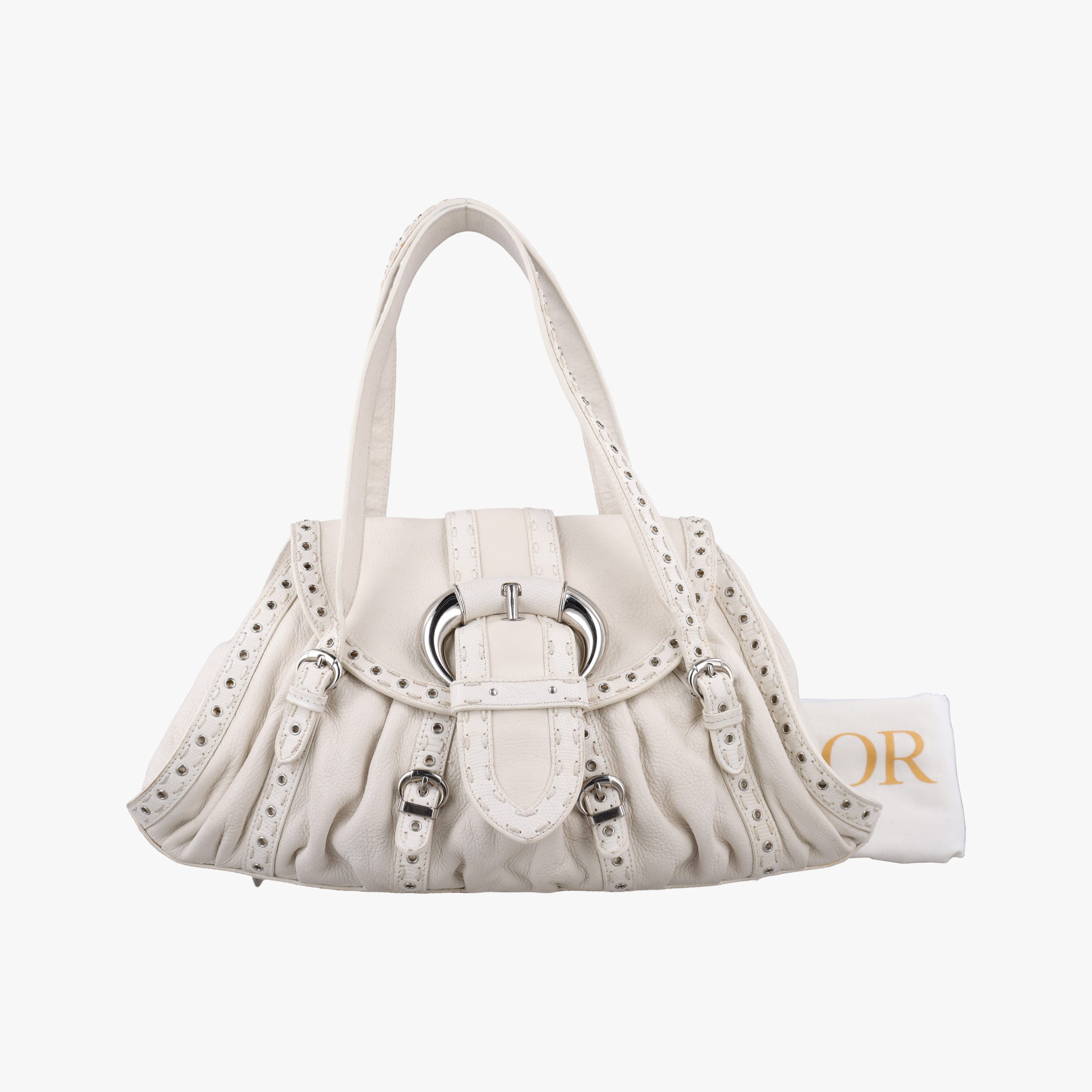 Secondhand Christian Dior Savane Chic White Leather  shoulderbag | stylenewstar
