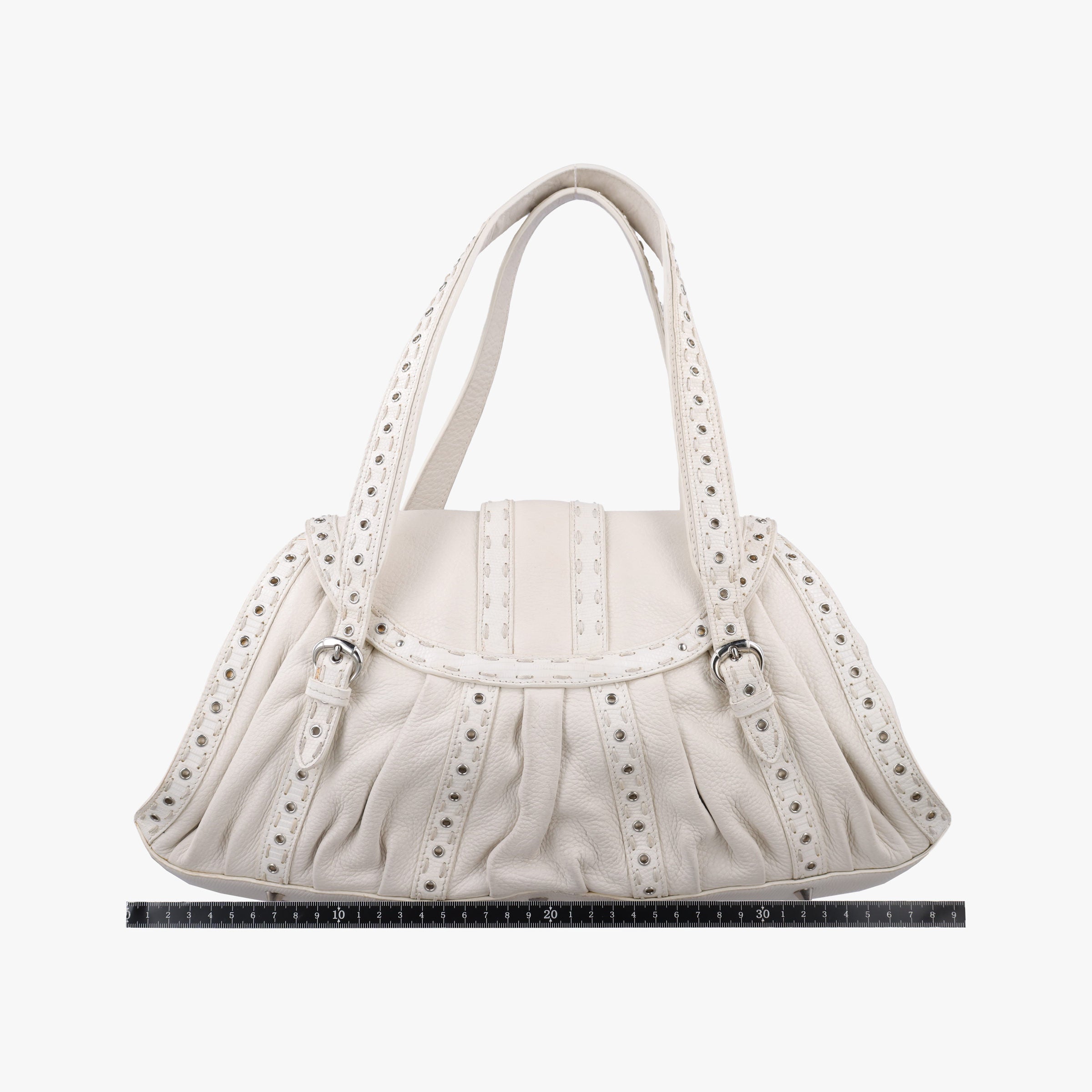 Secondhand Christian Dior Savane Chic White Leather  shoulderbag | stylenewstar