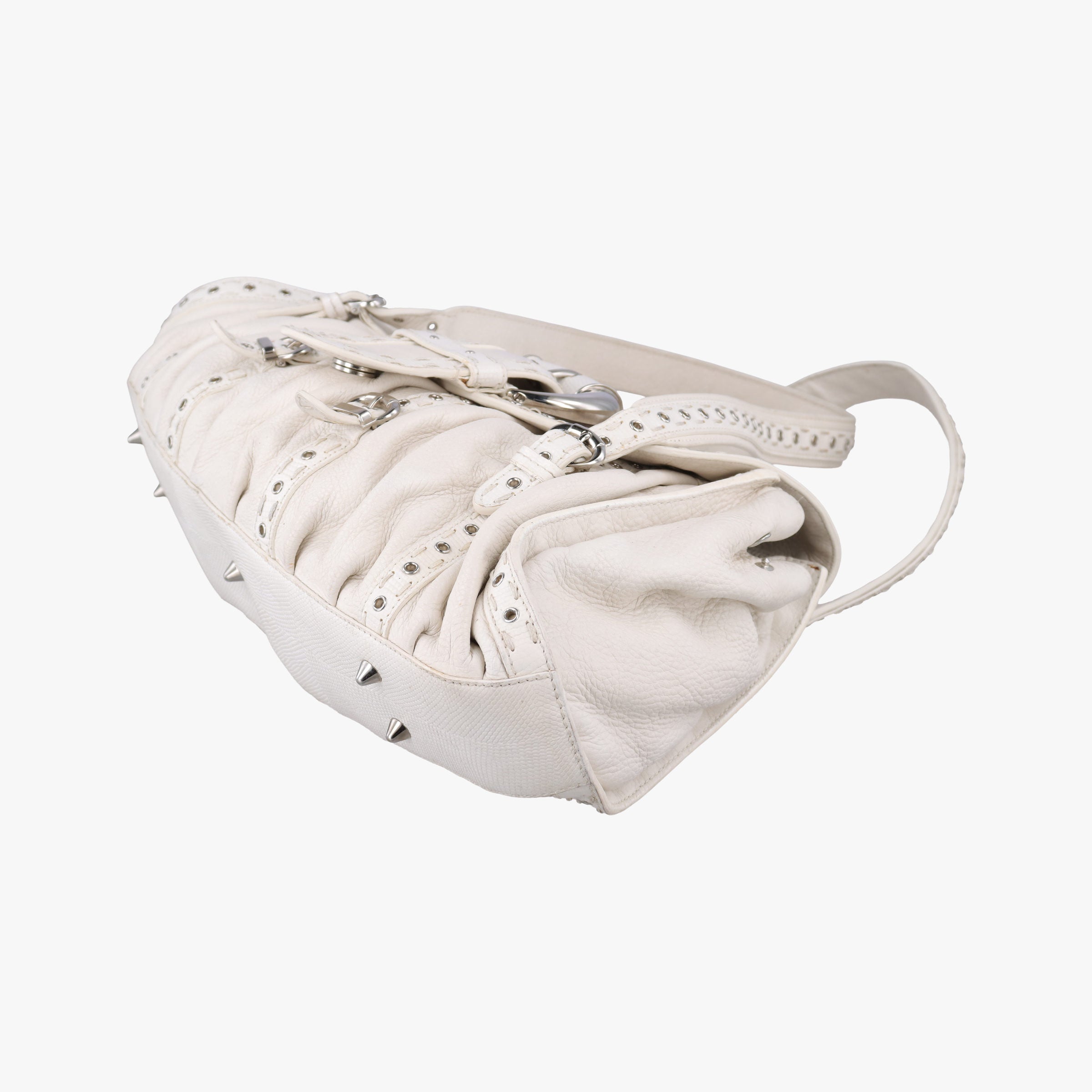 Secondhand Christian Dior Savane Chic White Leather  shoulderbag | stylenewstar