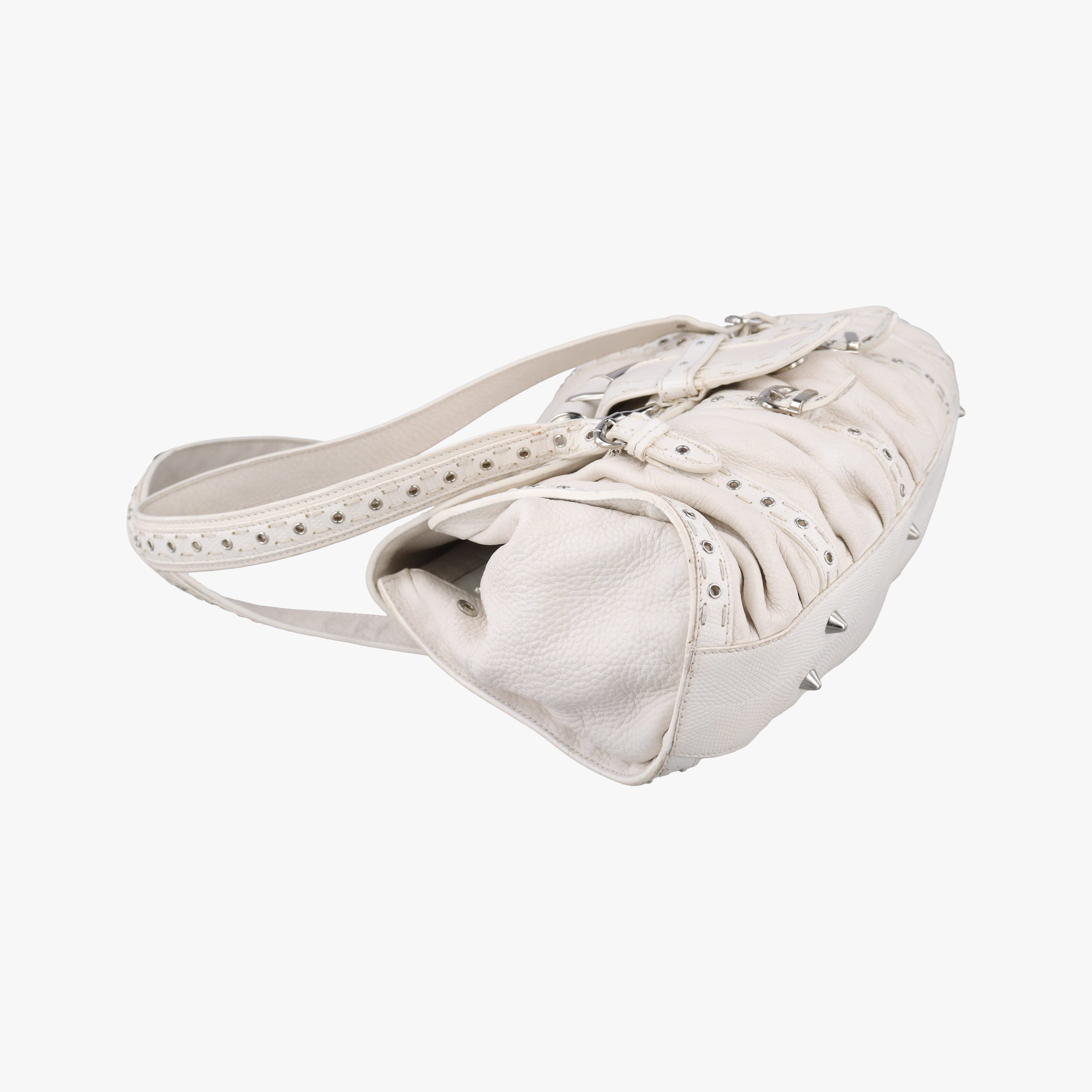 Secondhand Christian Dior Savane Chic White Leather  shoulderbag | stylenewstar
