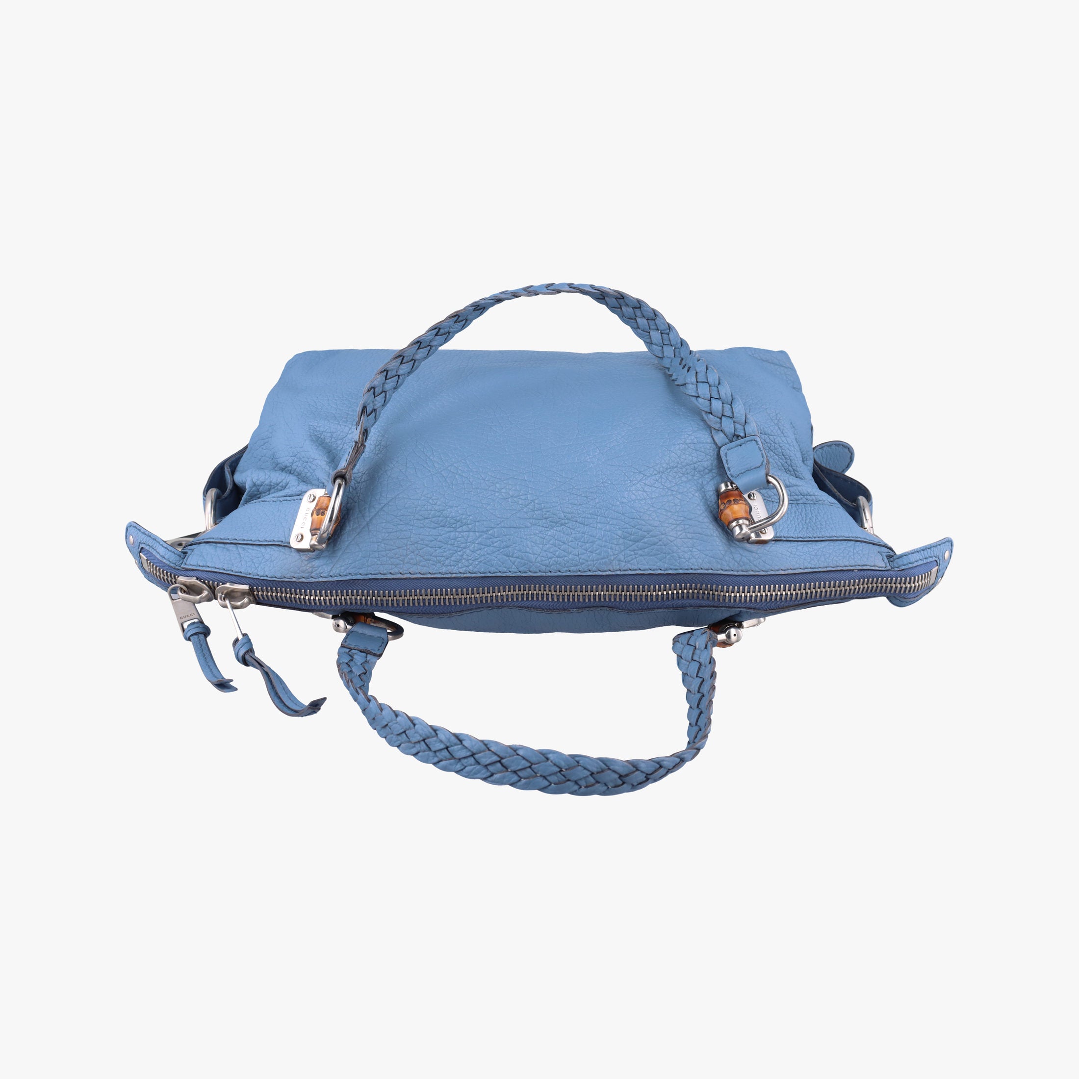 Pre-owned Gucci Bamboo Bar Blue Leather 232959 shoulderbag | stylenewstar