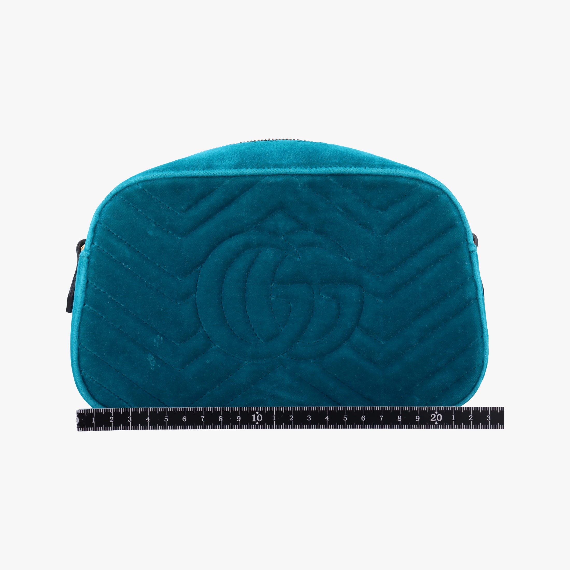 Pre-owned Gucci GG Marmont Blue velour 447632 shoulderbag | stylenewstar